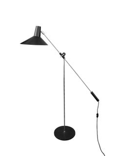 Mid-Century Modern Chrome and Metal Floor Lamp Attributed to Robert Sonneman