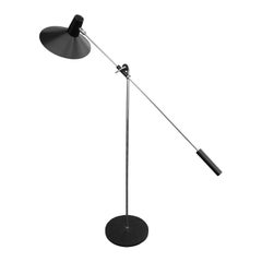 Mid-Century Modern Chrome and Metal Floor Lamp Attributed to Robert Sonneman