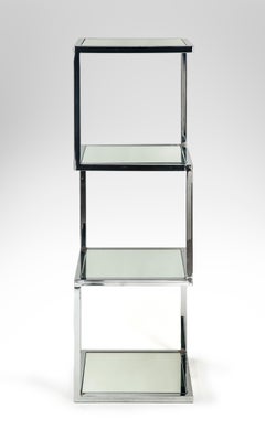 Mid-Century Modern Chrome and Mirror Glass 4 Shelf Etagere