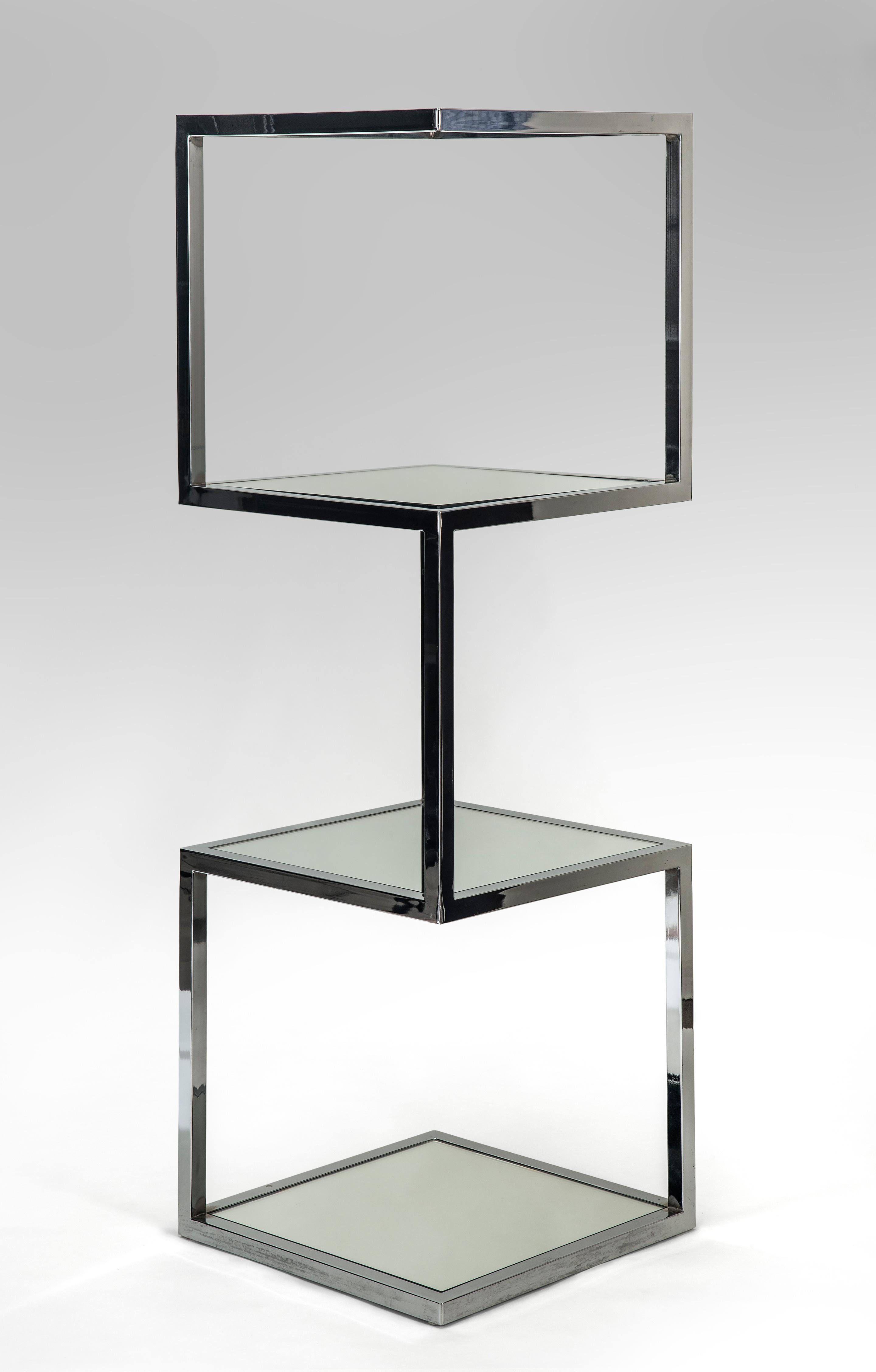 Unknown Mid-Century Modern Chrome and Mirror Glass 4 Shelf Etagere For Sale