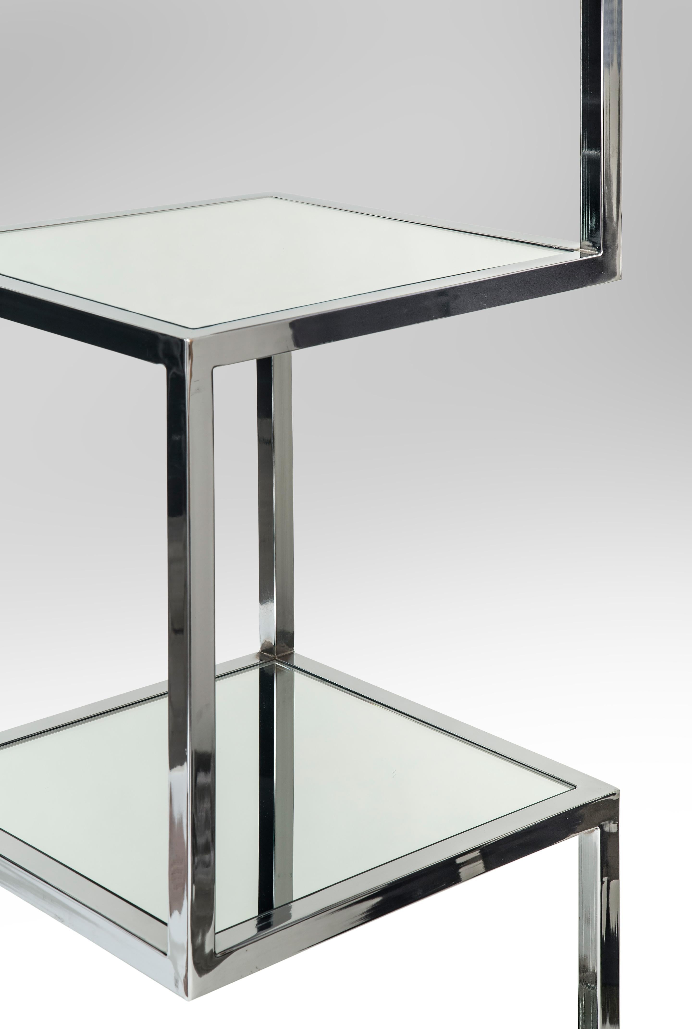 Mid-Century Modern Chrome and Mirror Glass 4 Shelf Etagere For Sale 1
