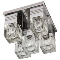 Mid-Century Modern Chrome and Murano Glass 5-Light Flushmount by Sciolari