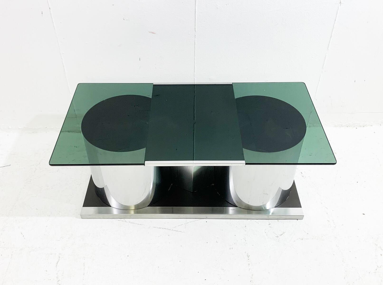 Mid-Century Modern Chrome and Smoked Glass Modular Coffee Table, Italy, 1970s For Sale 4