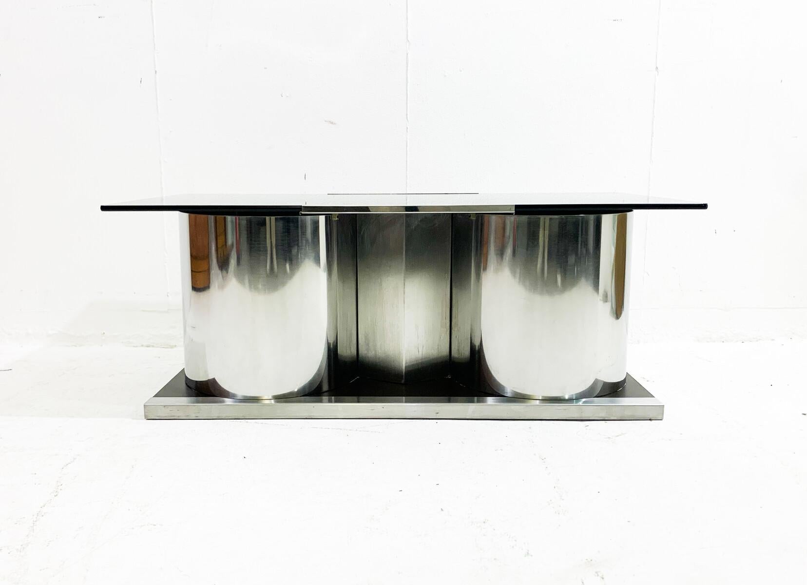 Mid-Century Modern Chrome and Smoked Glass Modular Coffee Table, Italy, 1970s For Sale 5