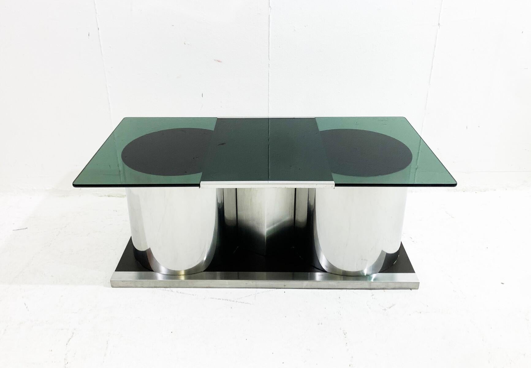 Mid-Century Modern Chrome and Smoked Glass Modular Coffee Table, Italy, 1970s For Sale 7