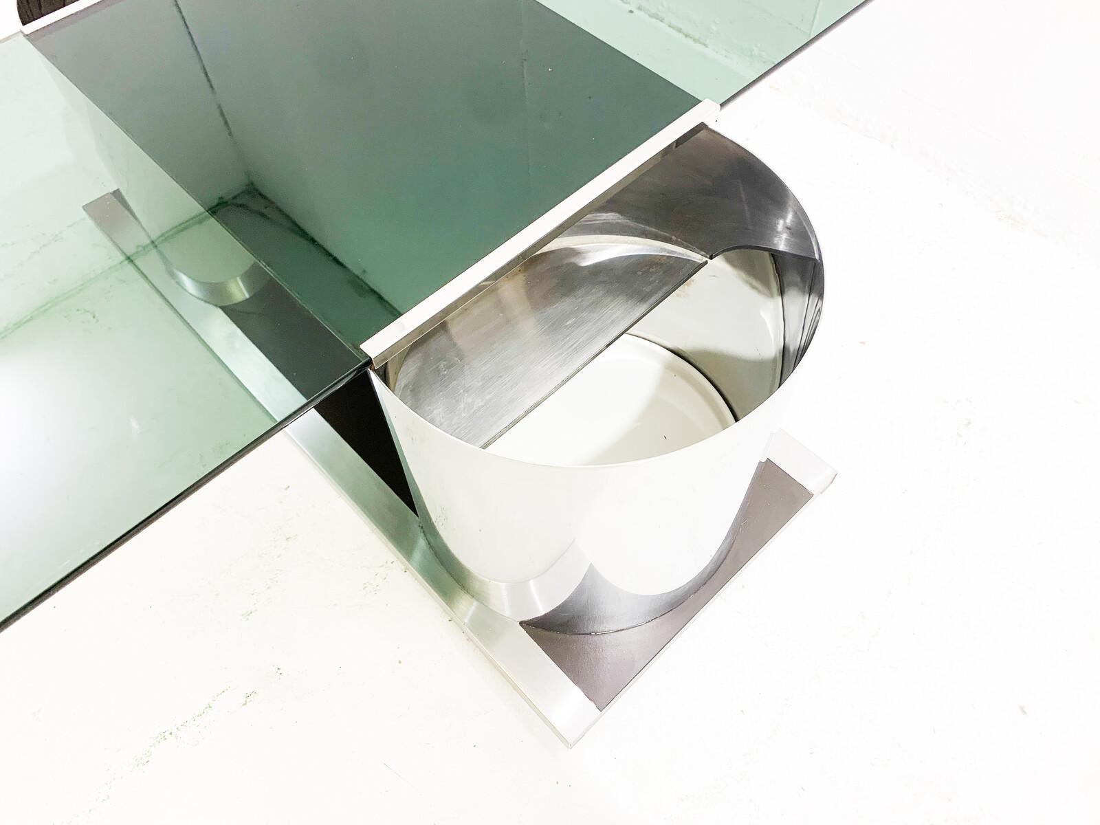 Métal Table basse modulaire en chrome et verre fumé de style moderne du milieu du siècle, Italie, 1970 en vente