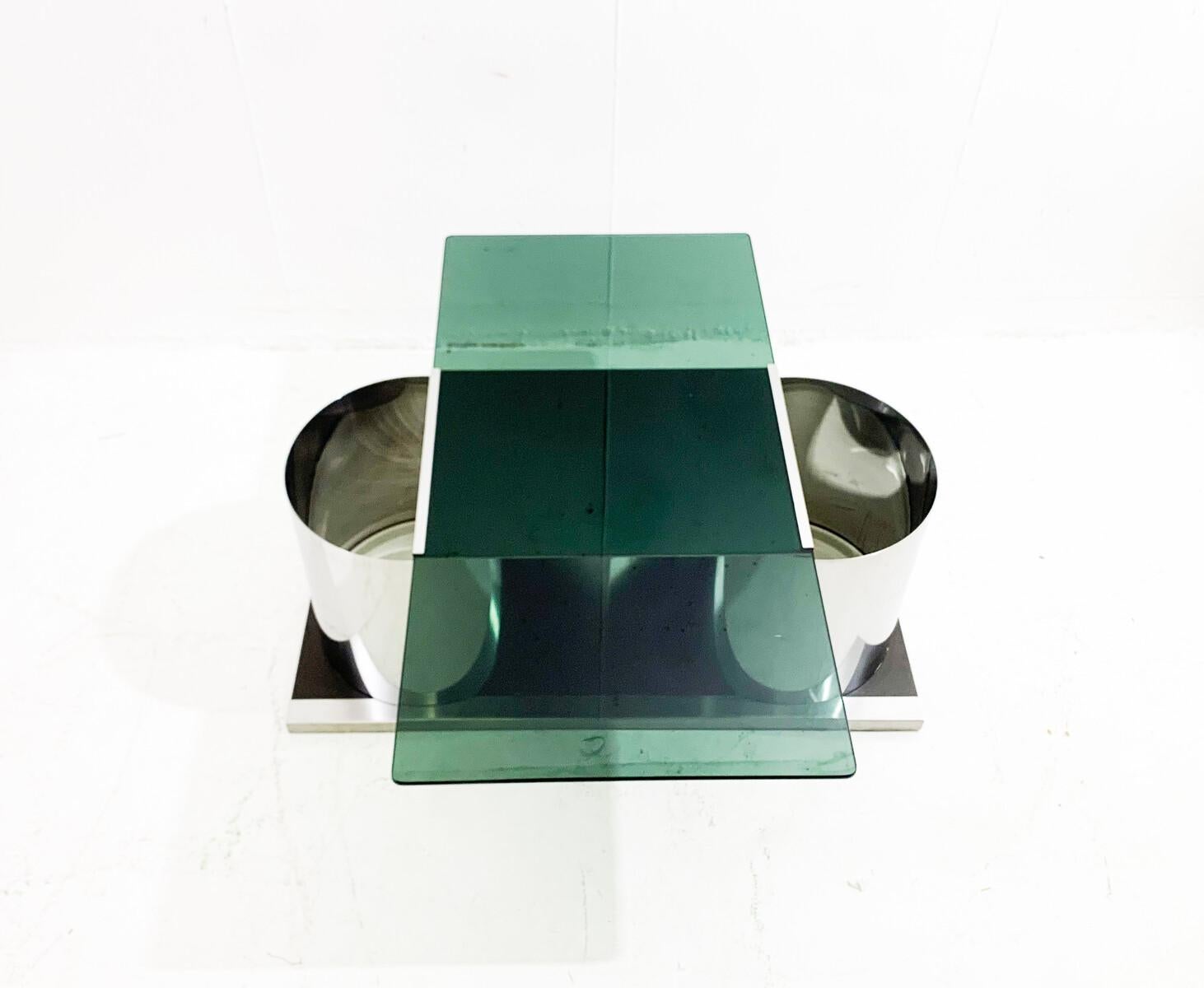 Mid-Century Modern Chrome and Smoked Glass Modular Coffee Table, Italy, 1970s For Sale 3
