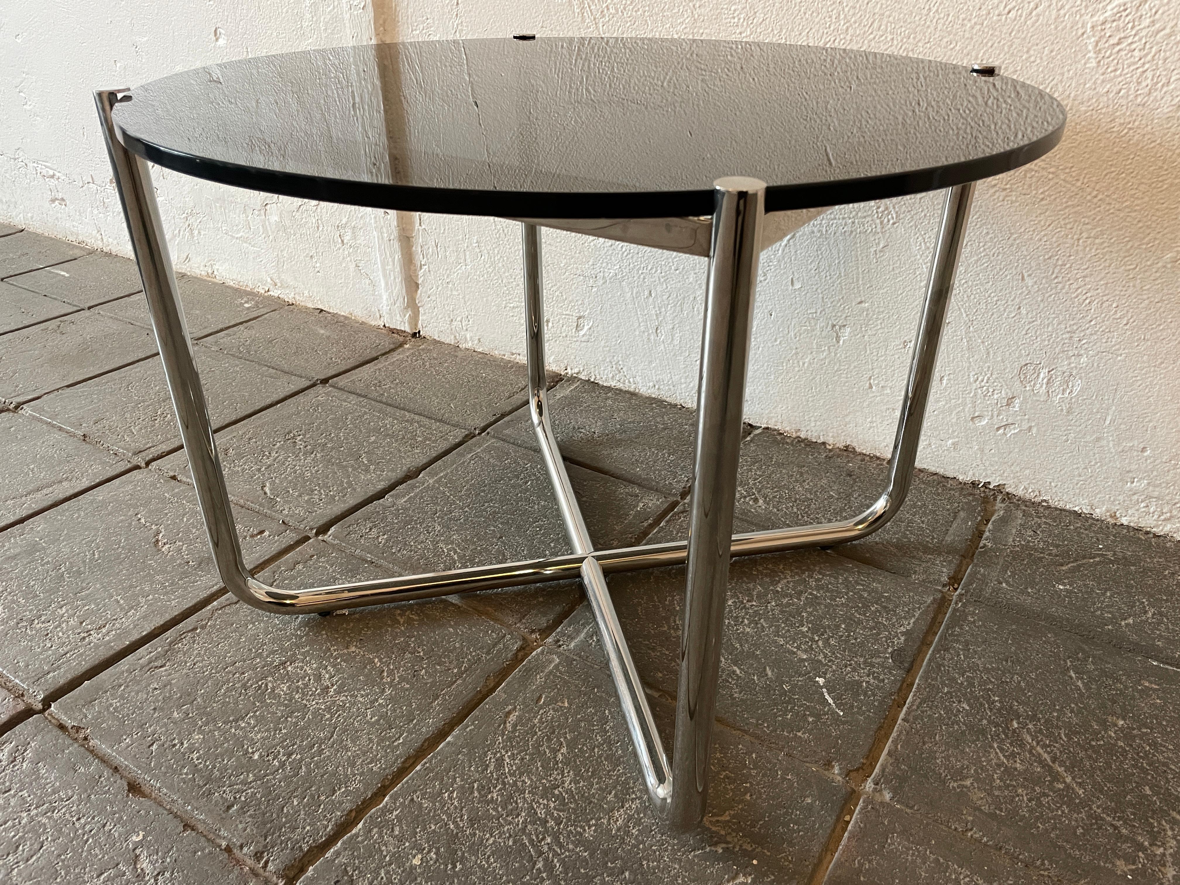 Mid-Century Modern Chrome and Tinted Glass Side Table 1