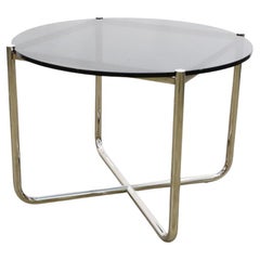 Mid-Century Modern Chrome and Tinted Glass Side Table
