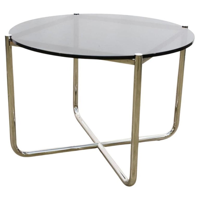 MidCentury Modern Chrome and Tinted Glass Side Table For Sale at 1stDibs
