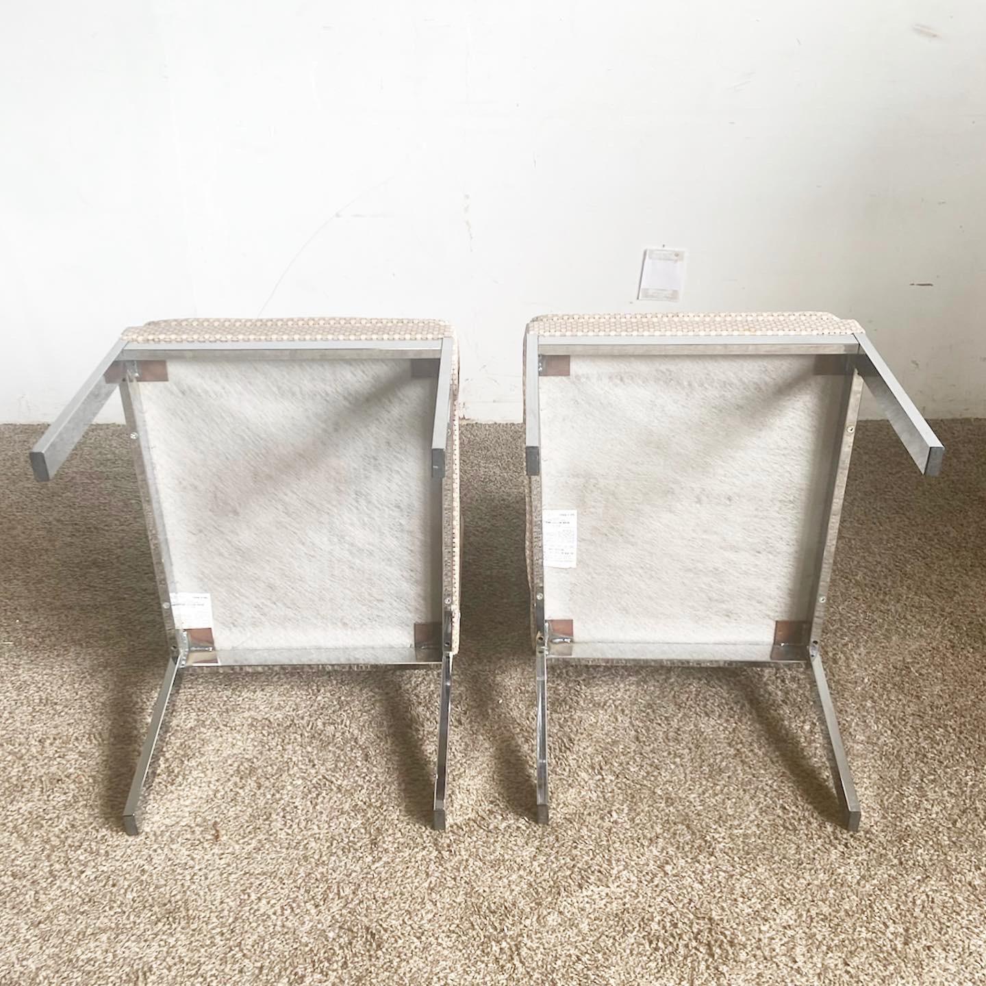 Mid Century Modern Chrome and Tufted Fabric Dining Chairs by DIA - Set of 4 In Good Condition For Sale In Delray Beach, FL