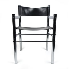 Mid-Century Modern Chrome and Vinyl Armchair