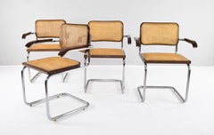 Mid-Century Modern Chrome and Walnut Cesca Chairs by Marcel Breuer, Italy, 1970s