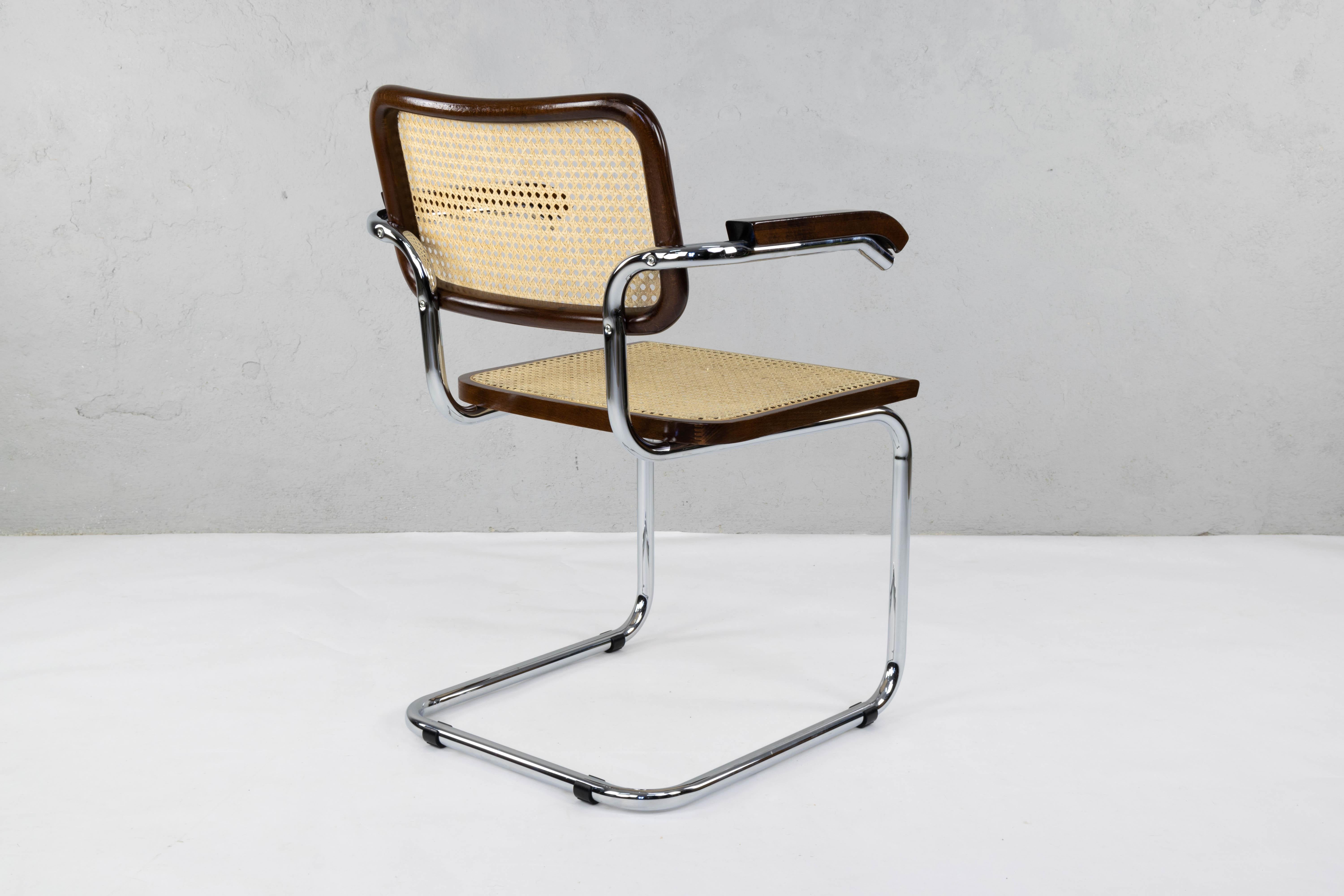 Mid-Century Modern Chrome and Walnut Cesca Chairs by Marcel Breuer, Italy, 1970s 5
