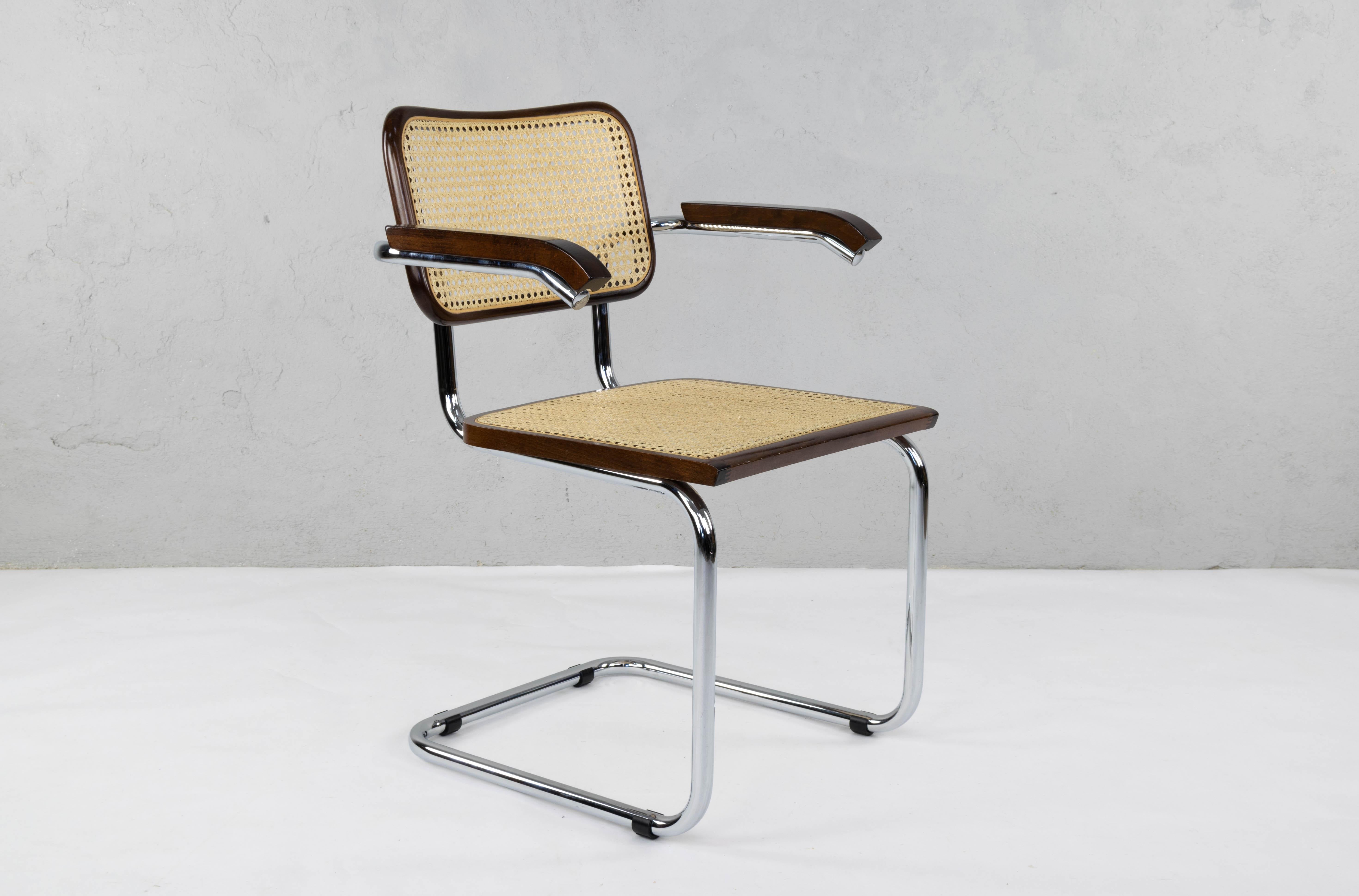 Mid-Century Modern Chrome and Walnut Cesca Chairs by Marcel Breuer, Italy, 1970s 7