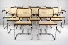 Mid-Century Modern Chrome and Walnut Cesca Chairs by Marcel Breuer, Italy, 1970s