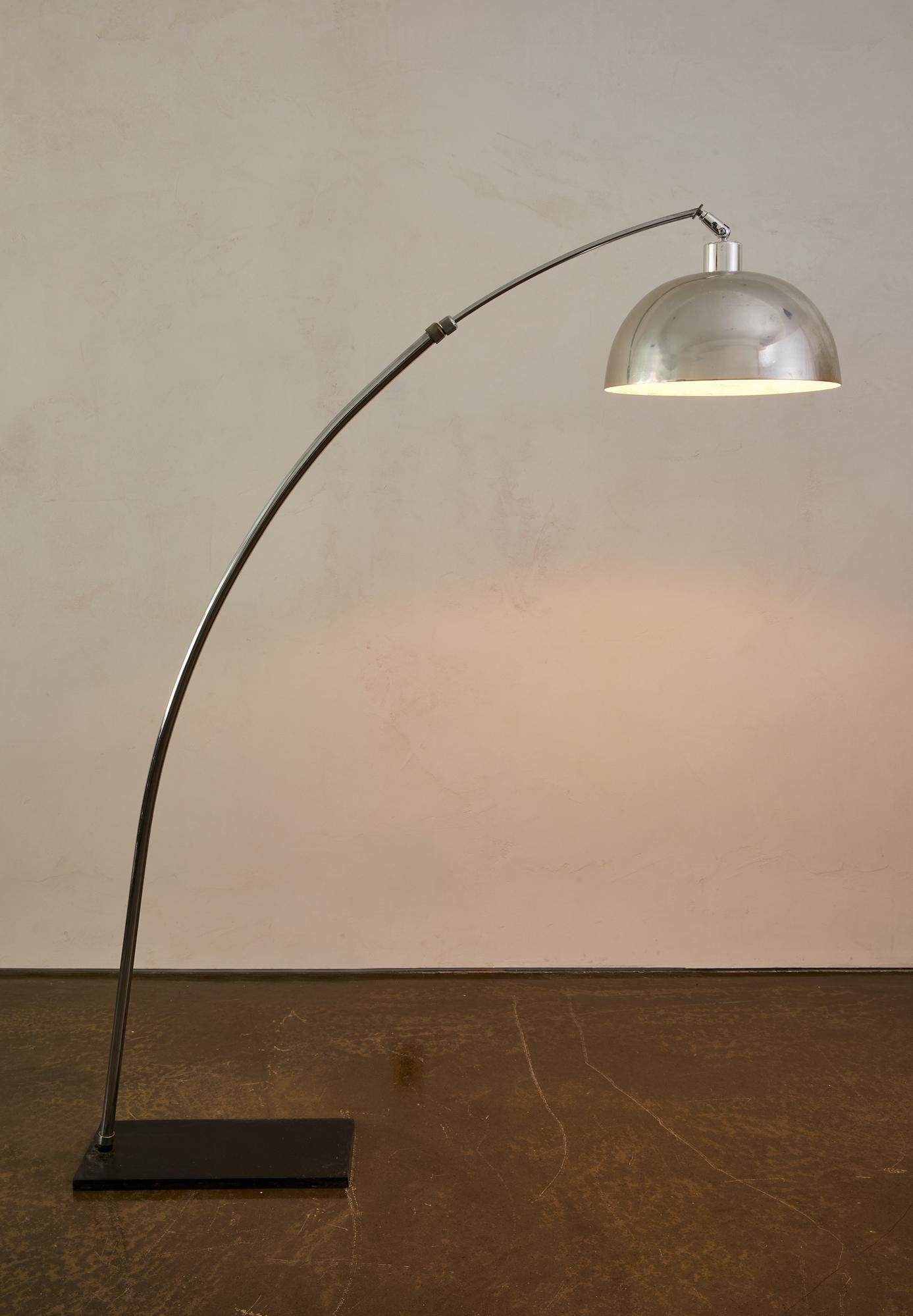 American Mid Century Modern Chrome Arc Floor Lamp For Sale