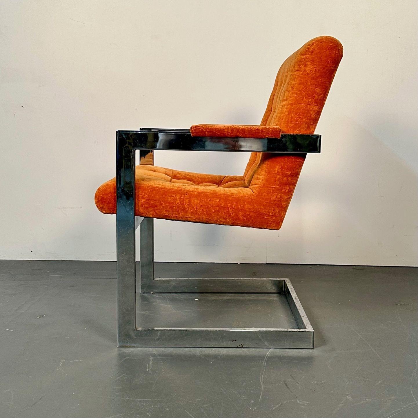 American Mid-Century Modern Chrome Armchair by Milo Baughman for Directional, Single For Sale