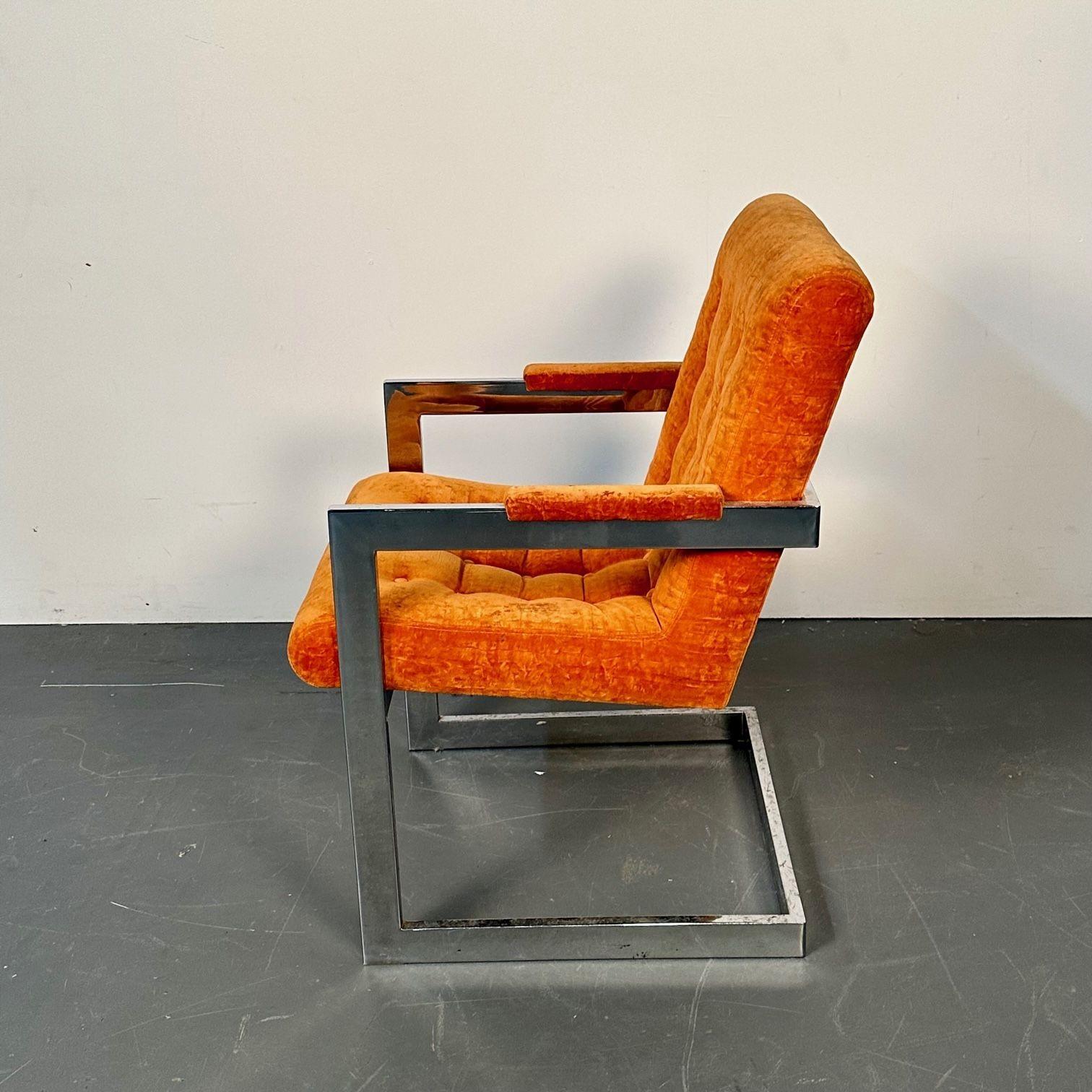 Mid-Century Modern Chrome Armchair by Milo Baughman for Directional, Single In Good Condition For Sale In Stamford, CT