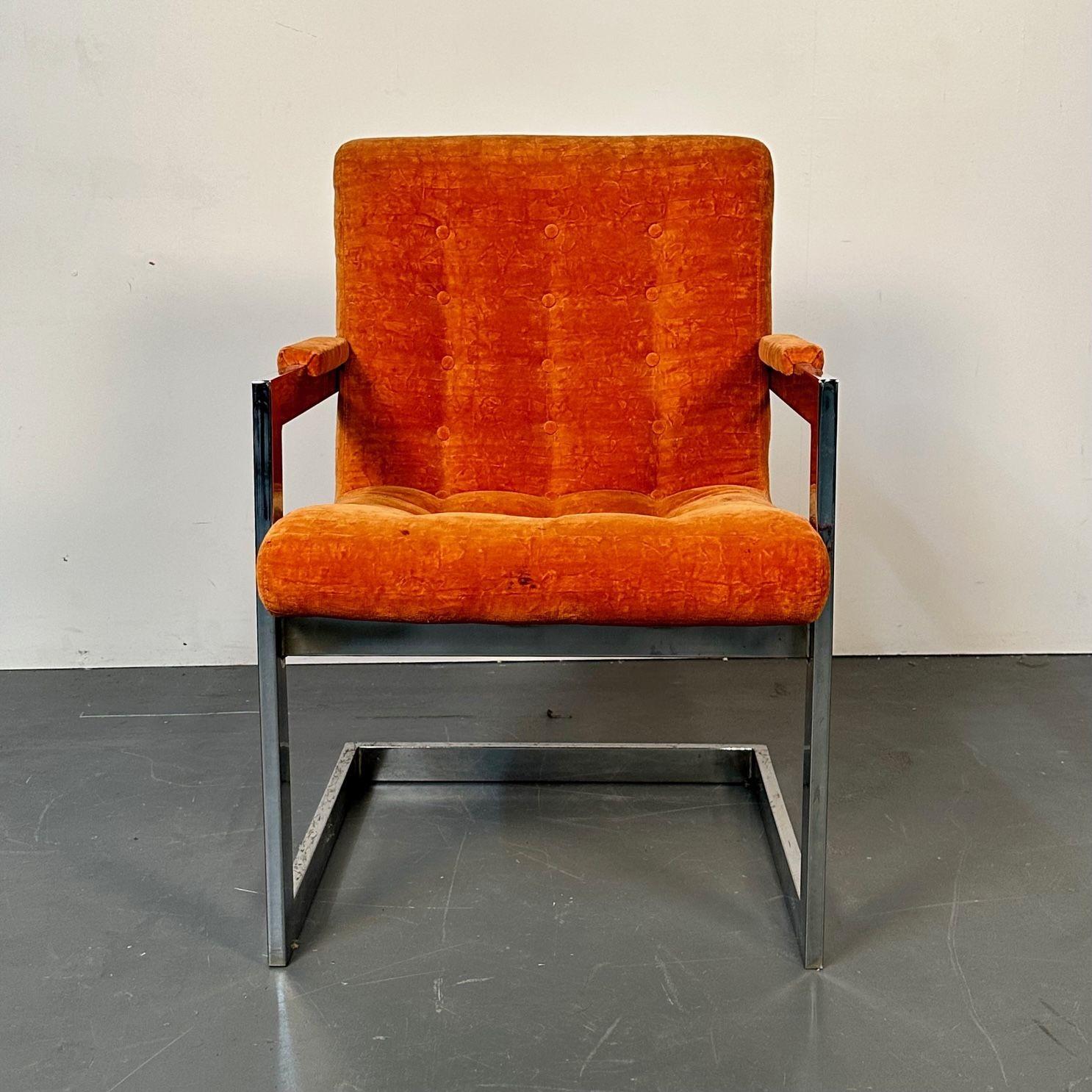 Mid-Century Modern Chrome Armchair by Milo Baughman for Directional, Single For Sale 1