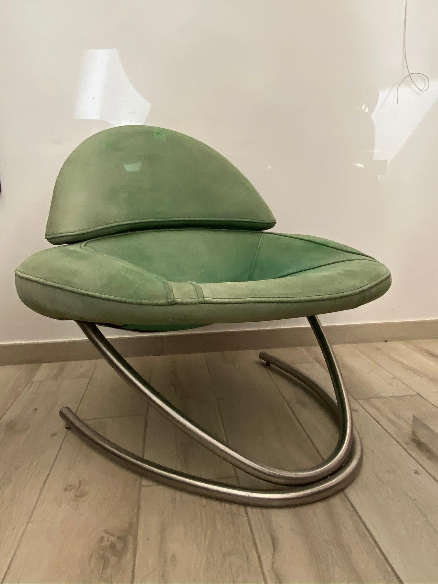 Mid-Century Modern Chrome Armchair In Good Condition In Naples, IT
