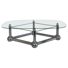 Mid-Century Modern Chrome Ball Glass Coffee Table