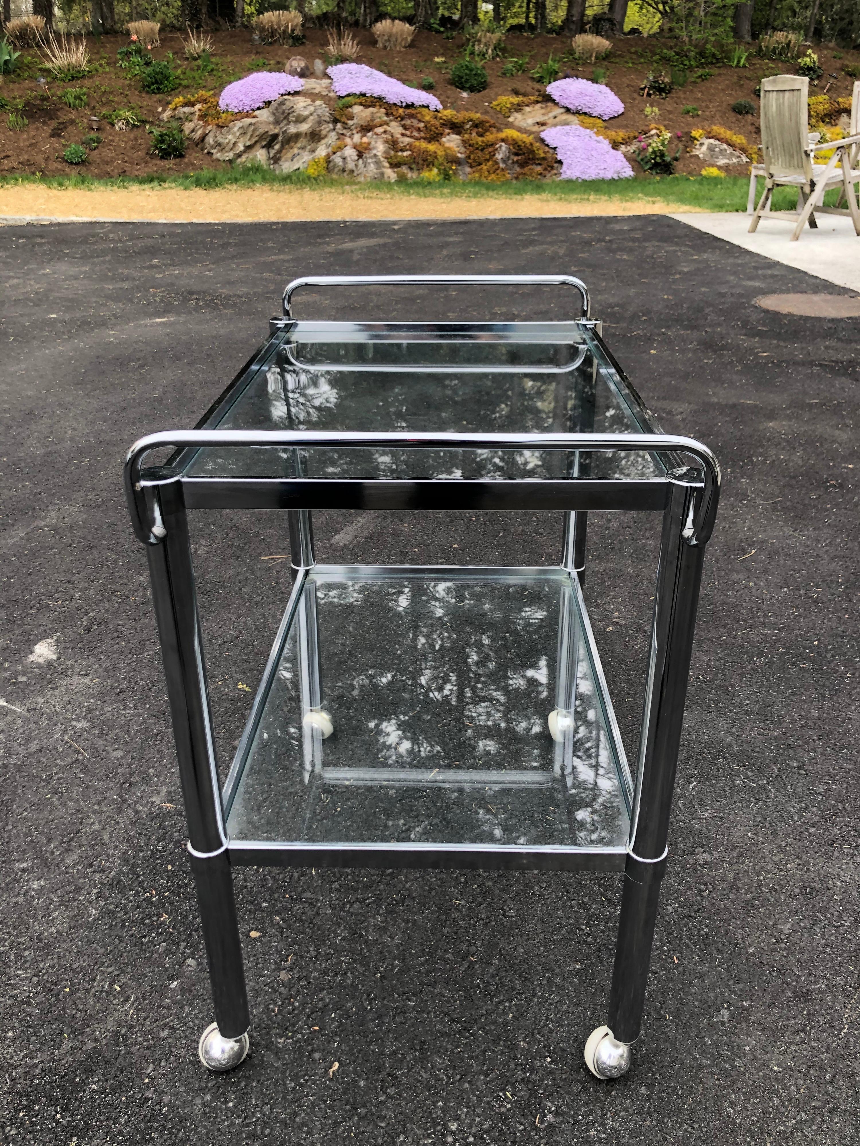 Mid-Century Modern Chrome Bar Cart 5