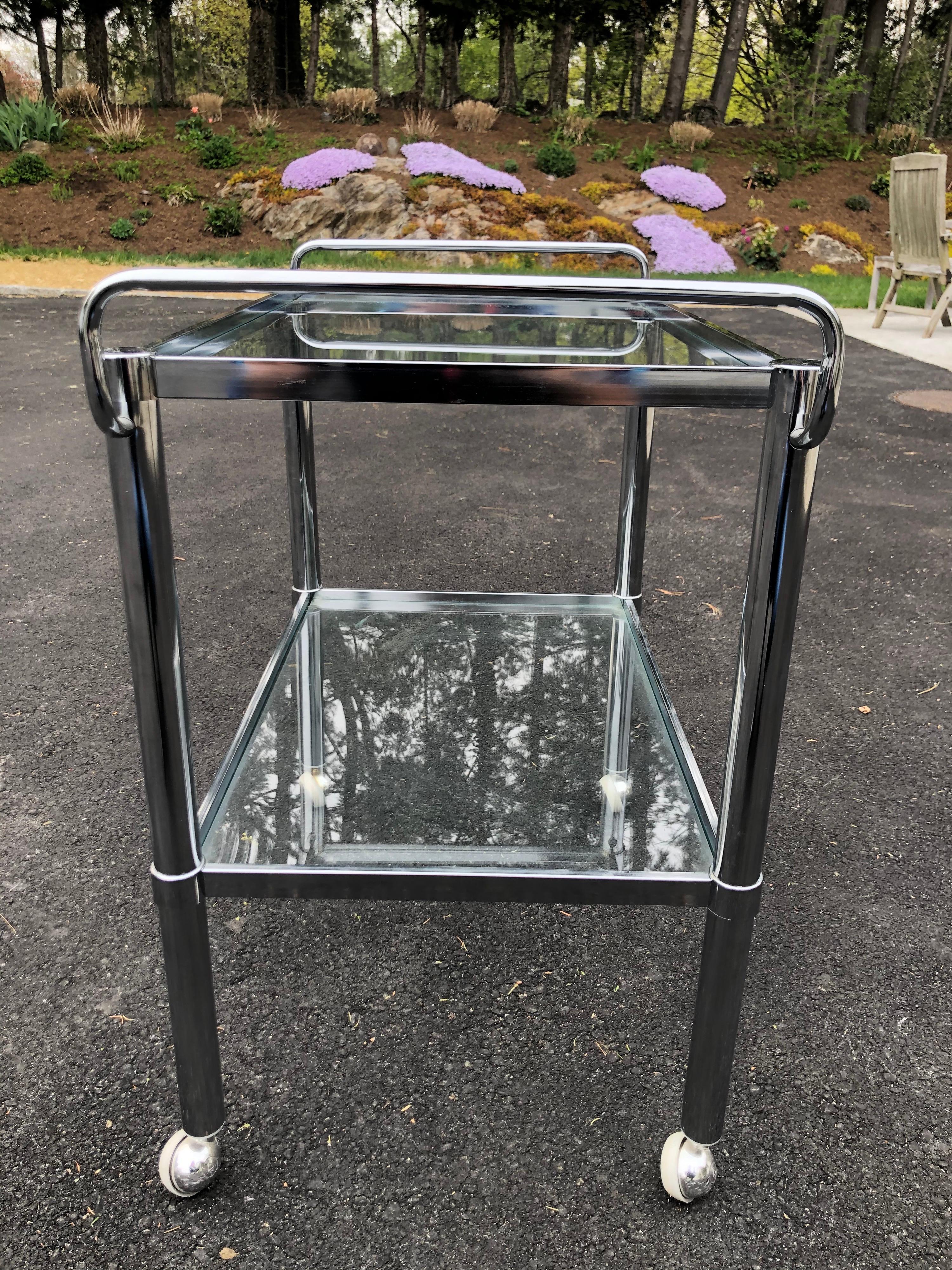 Mid-Century Modern Chrome Bar Cart 10