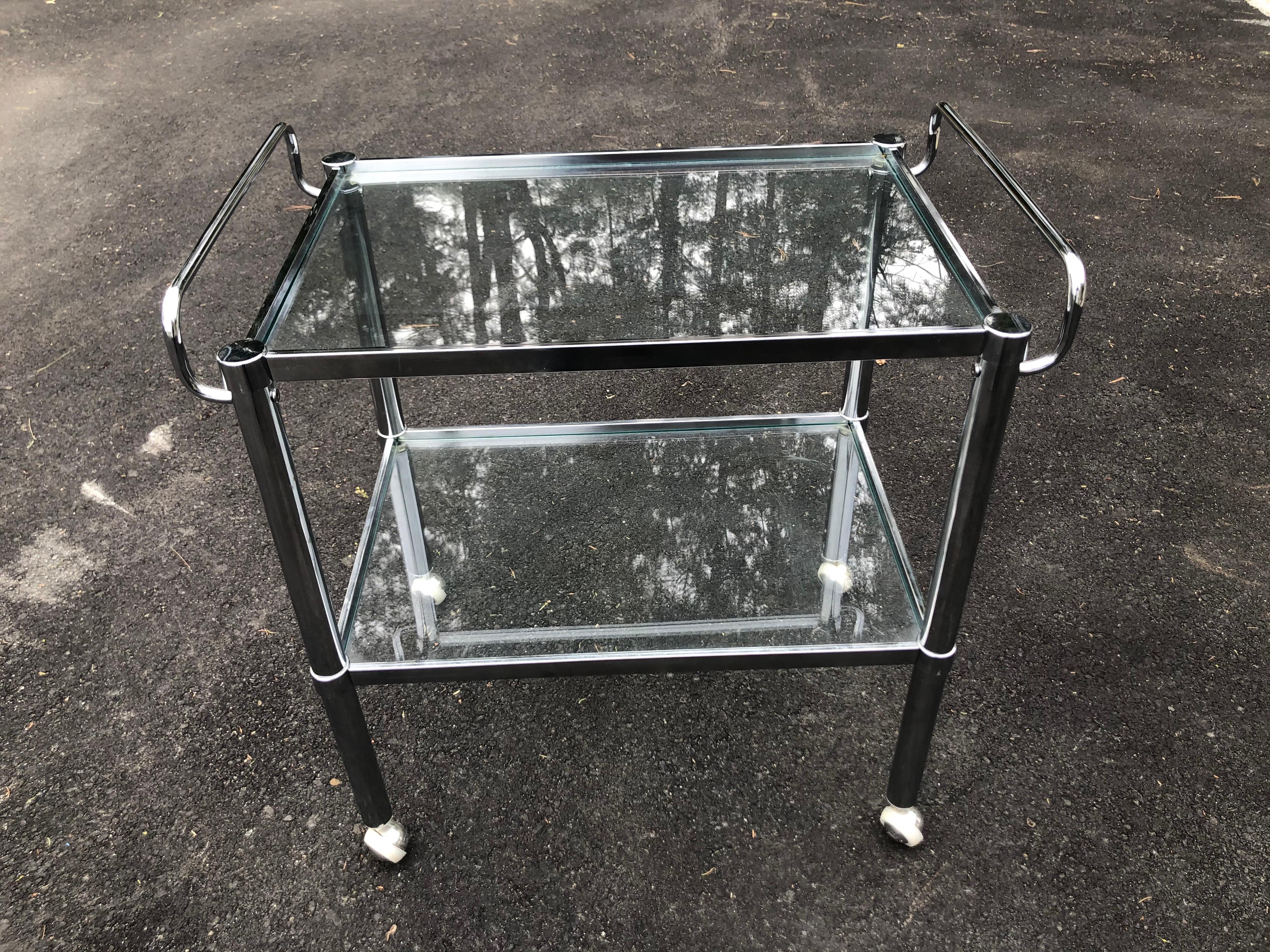 Glass Mid-Century Modern Chrome Bar Cart