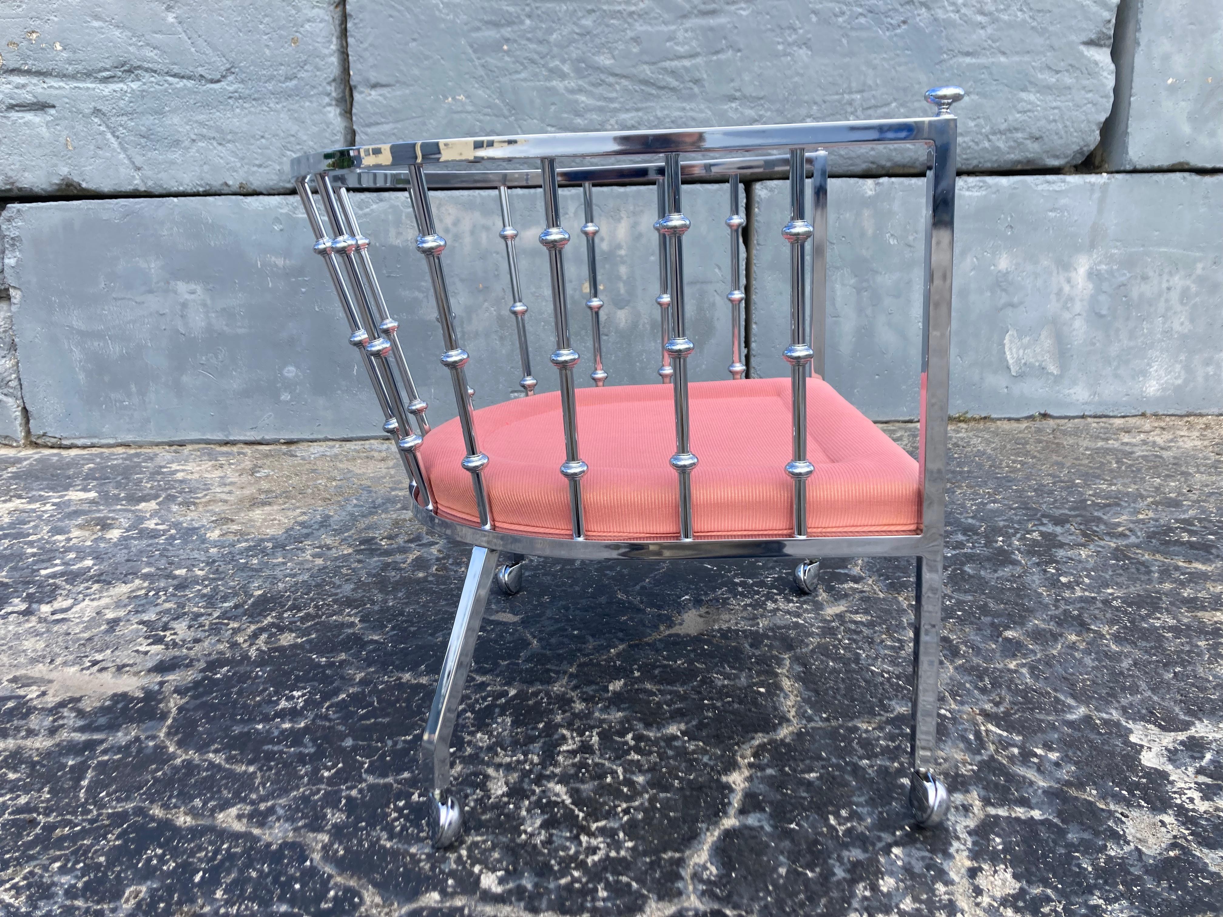 Mid Century Modern Chrome Barrel Lounge Chair, 1970s For Sale 3
