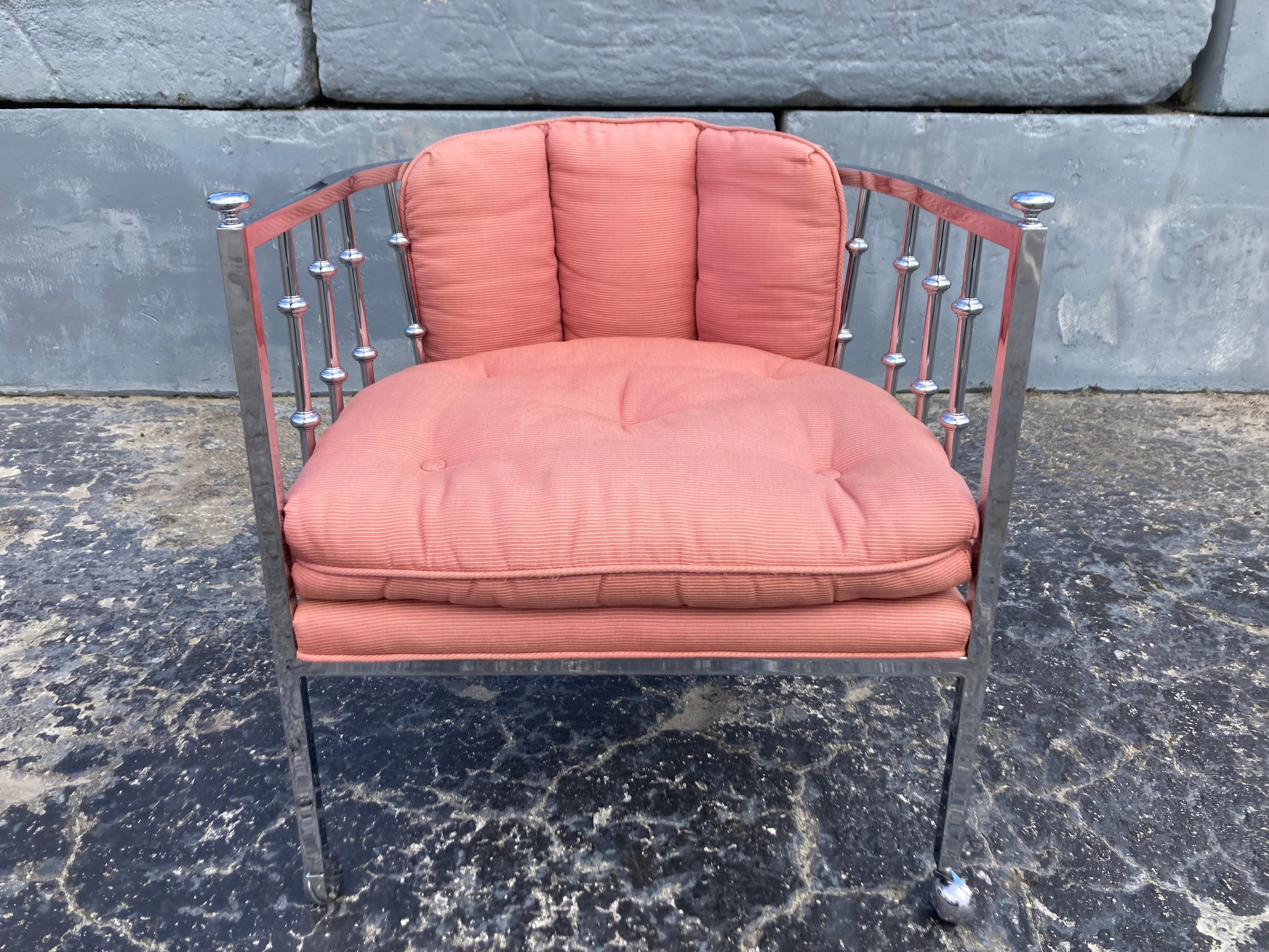 Mid Century Modern Chrome Barrel Lounge Chair, 1970s For Sale 5