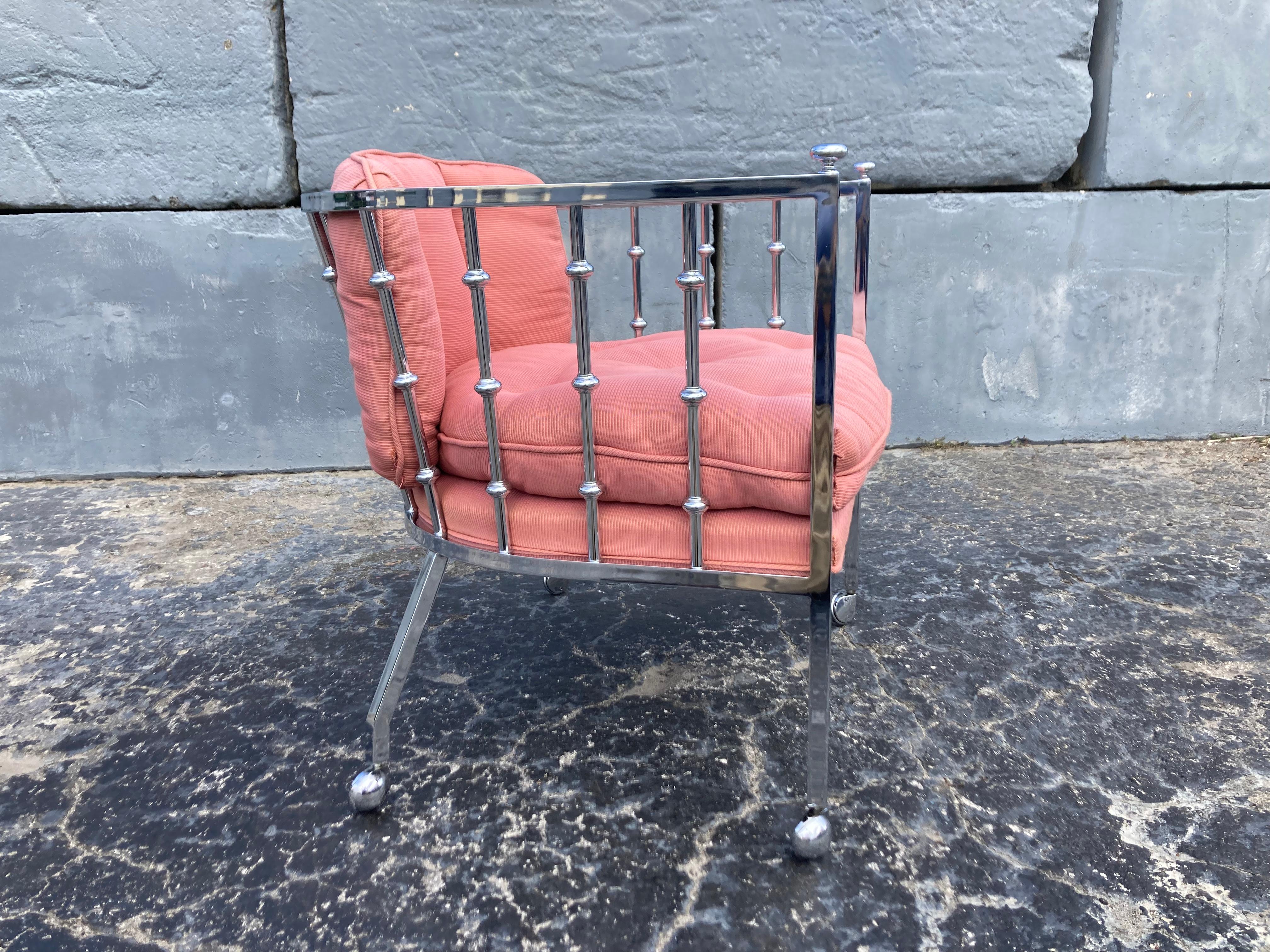 Mid Century Modern Chrome Barrel Lounge Chair, 1970s For Sale 6