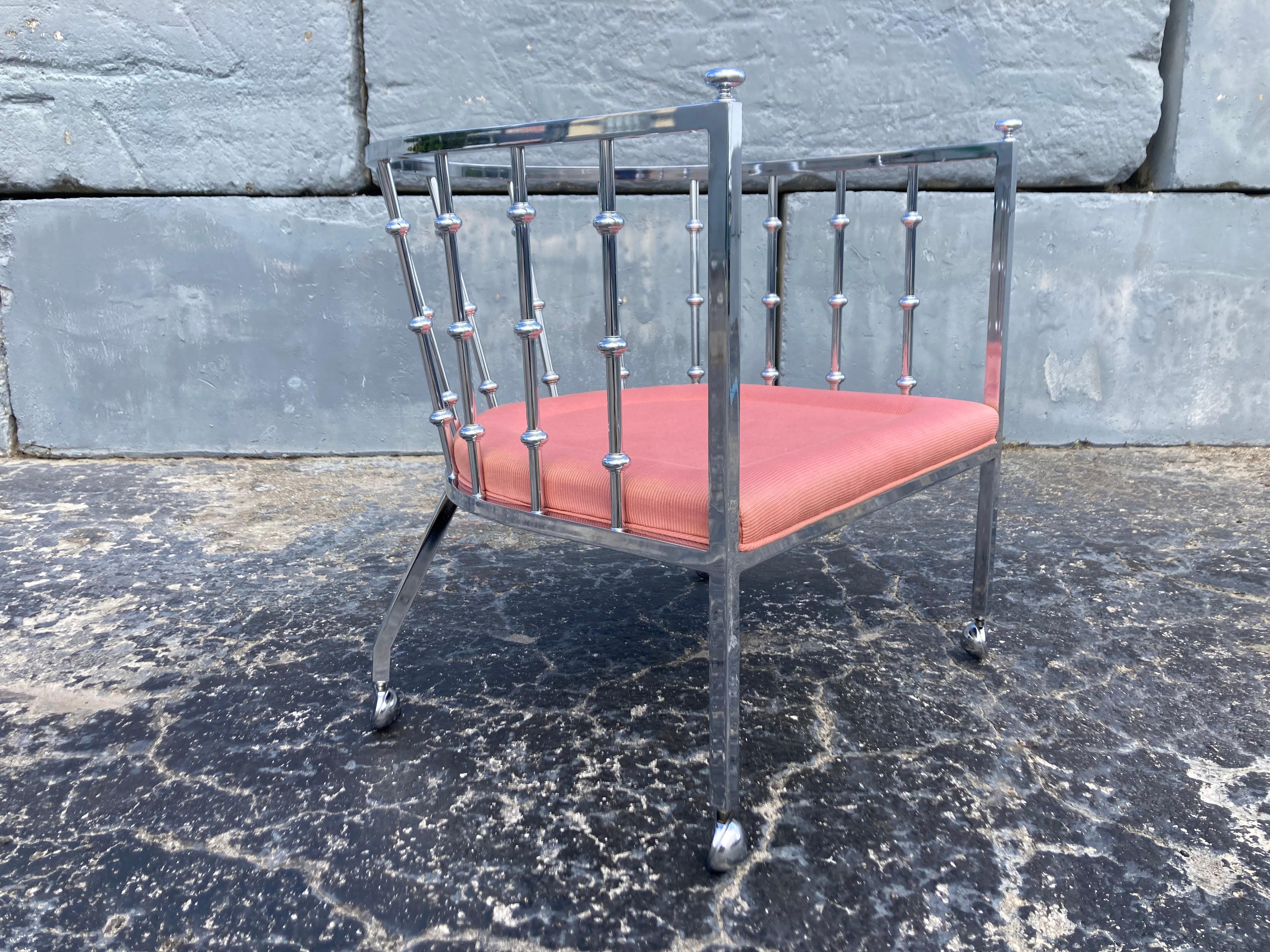 Mid Century Modern Chrome Barrel Lounge Chair, 1970s For Sale 8