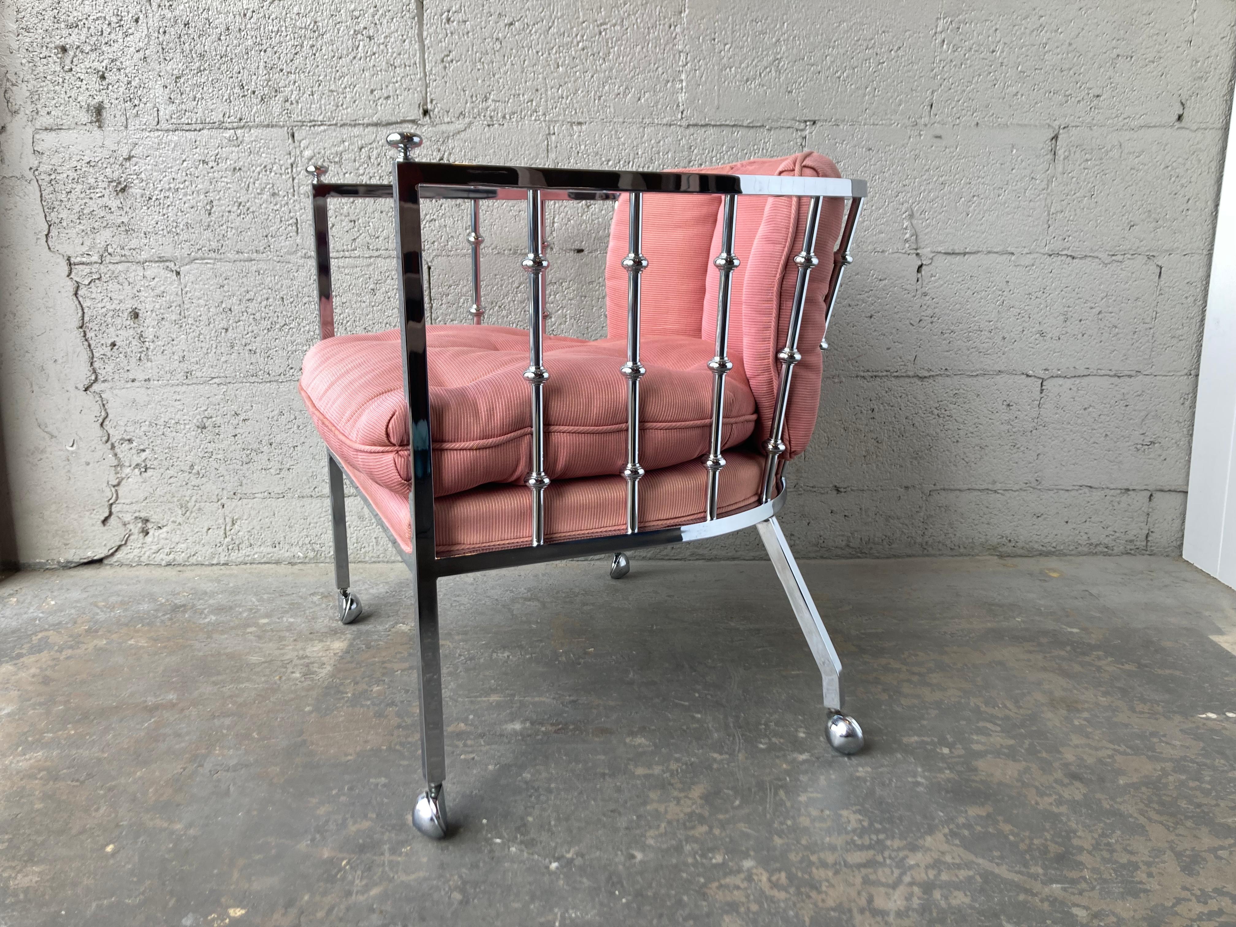 Mid Century Modern Chrome Barrel Lounge Chair, 1970s For Sale 9