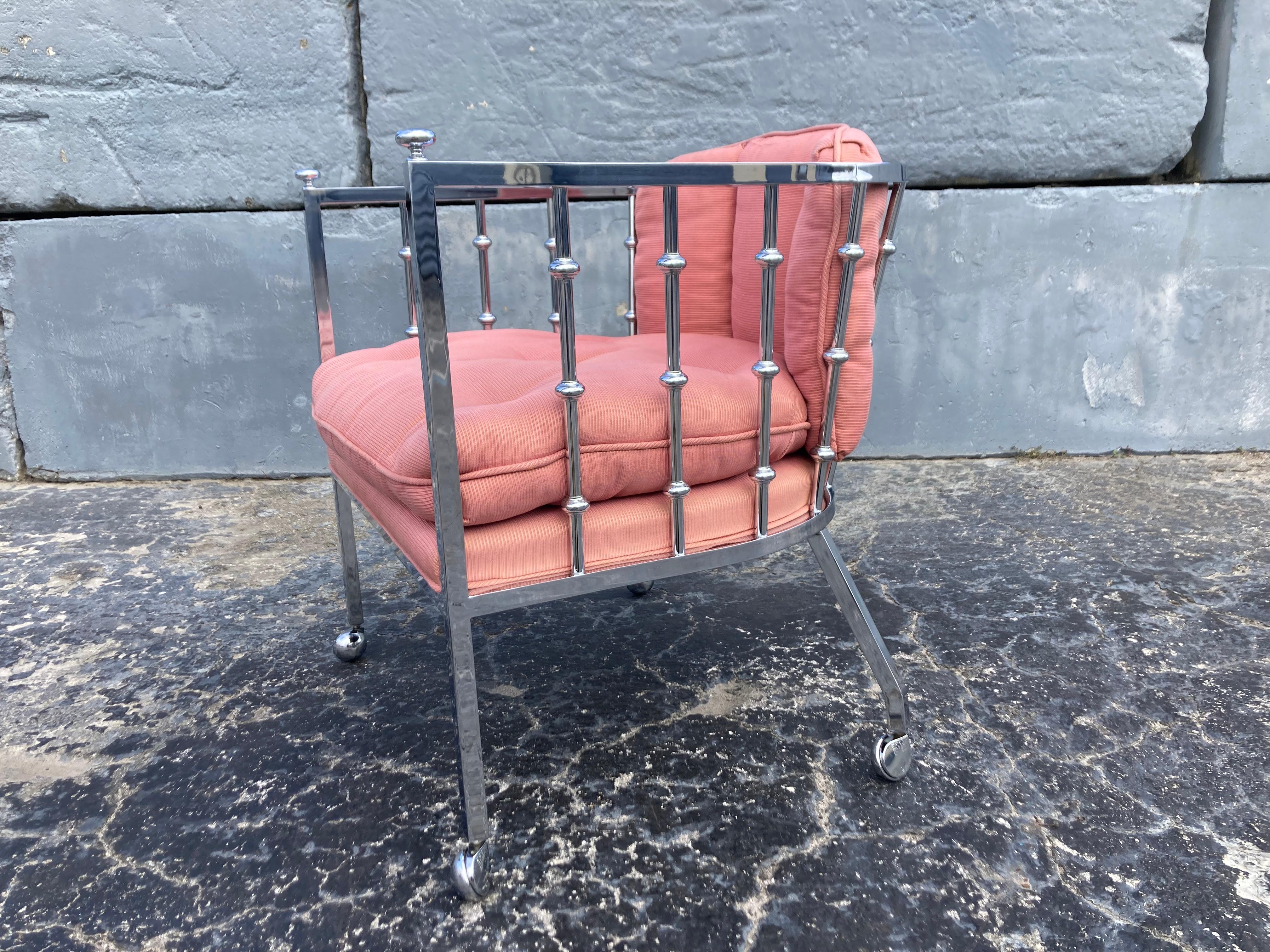 Mid-Century Modern Mid Century Modern Chrome Barrel Lounge Chair, 1970s For Sale