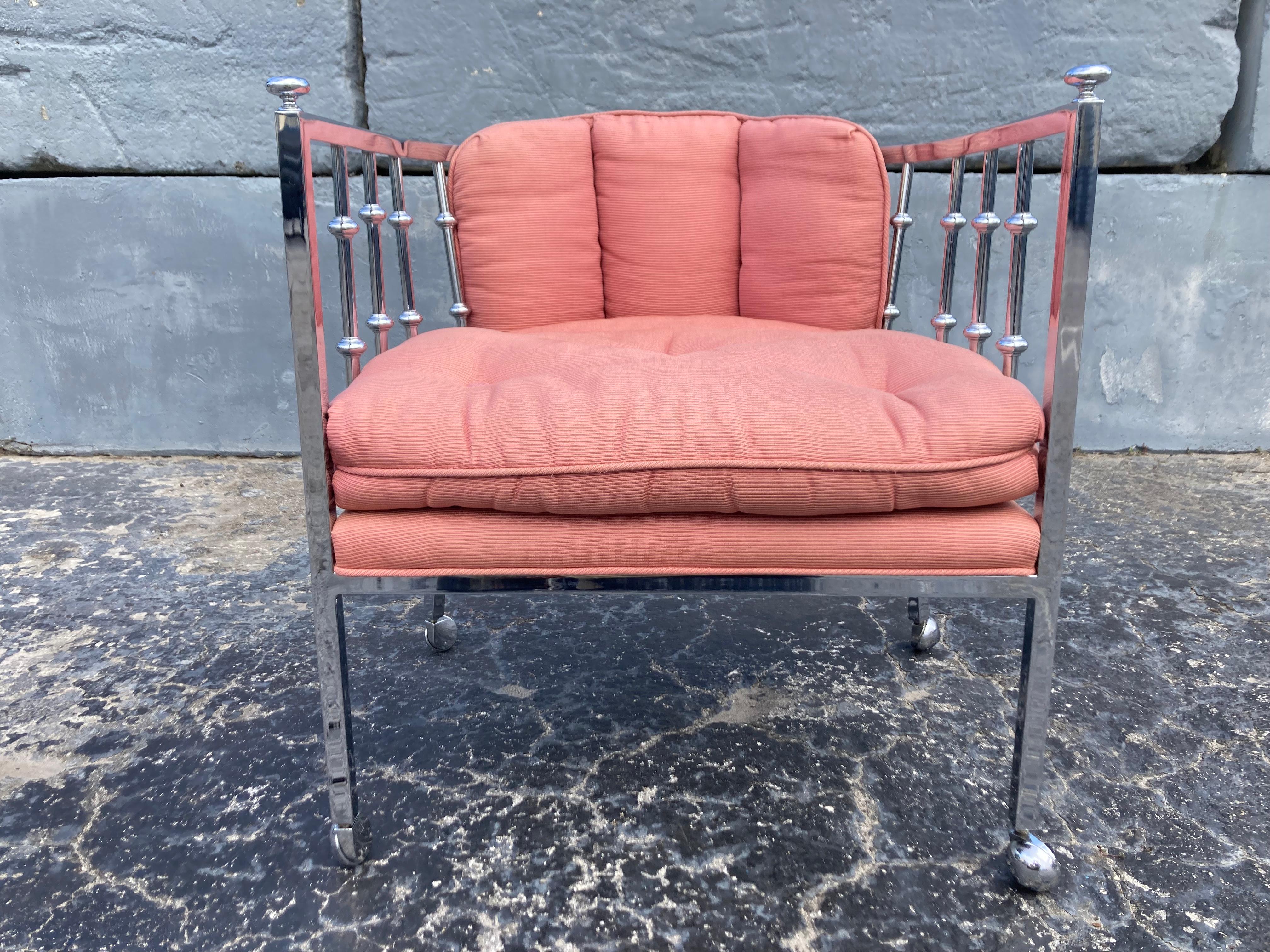 Late 20th Century Mid Century Modern Chrome Barrel Lounge Chair, 1970s For Sale