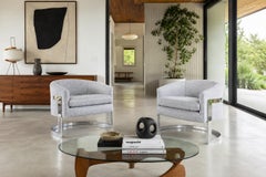 Mid-Century Modern Chrome "Barrel" Lounge Chairs Attributed to Milo Baughman