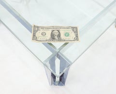 Mid-Century Modern Chrome Base Square Thick Glass Top Coffee Table