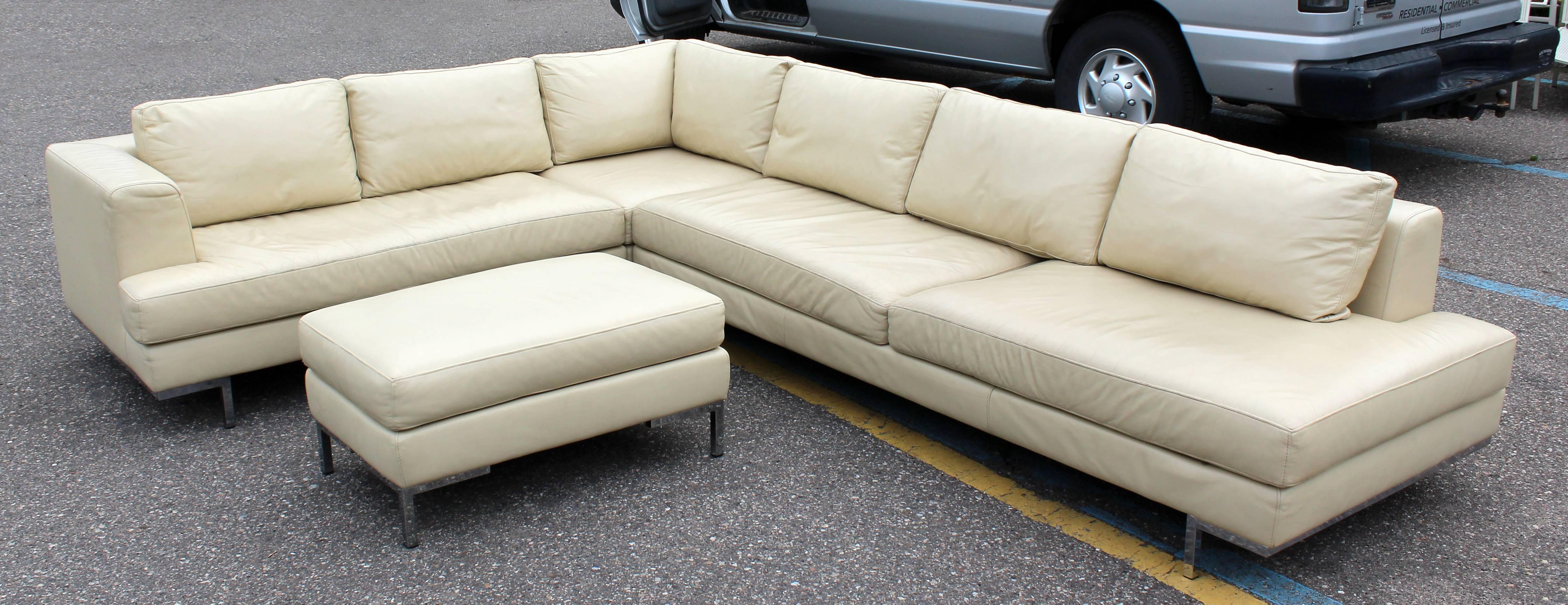 modern cream leather sectional sofa