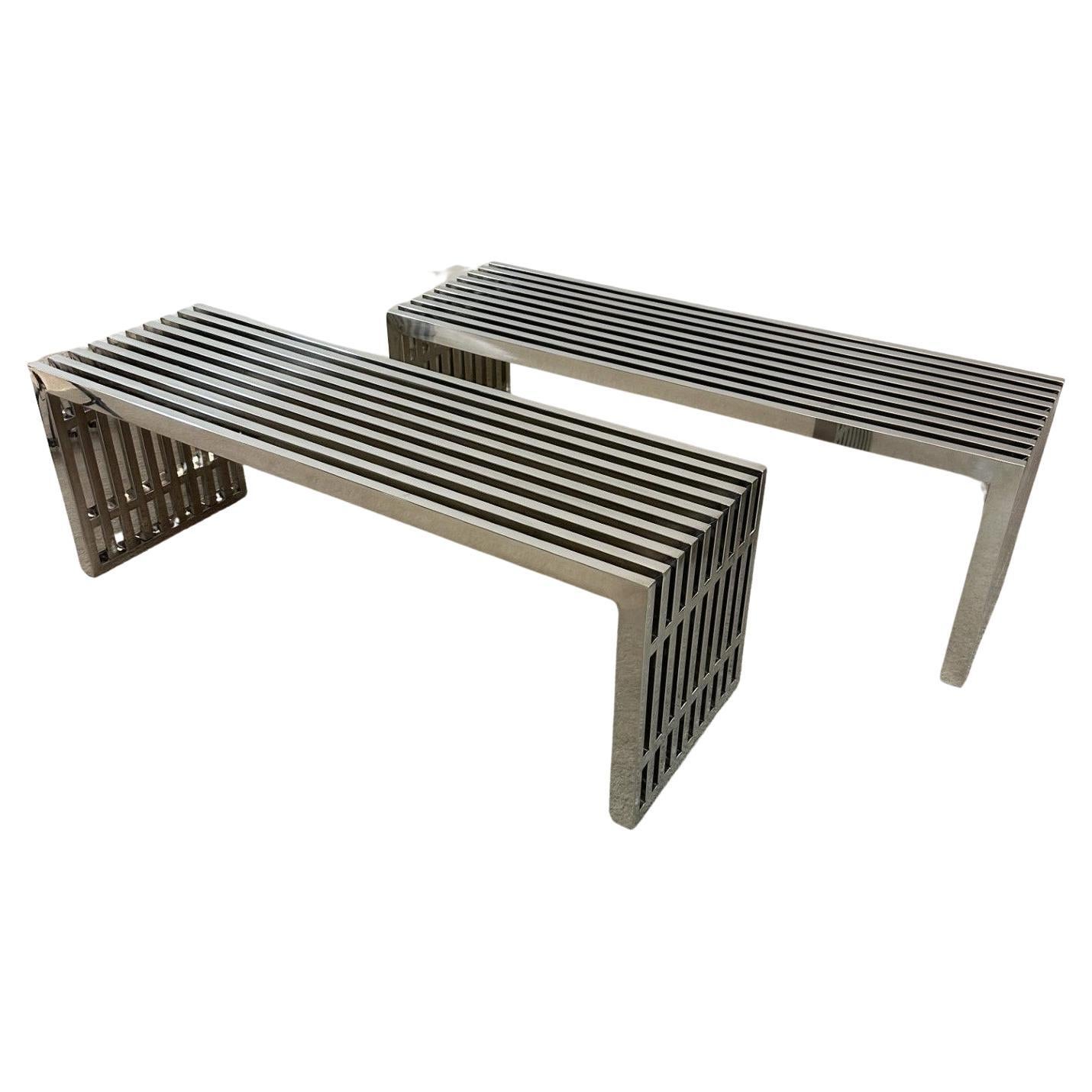 Mid-Century Modern Chrome Bench For Sale