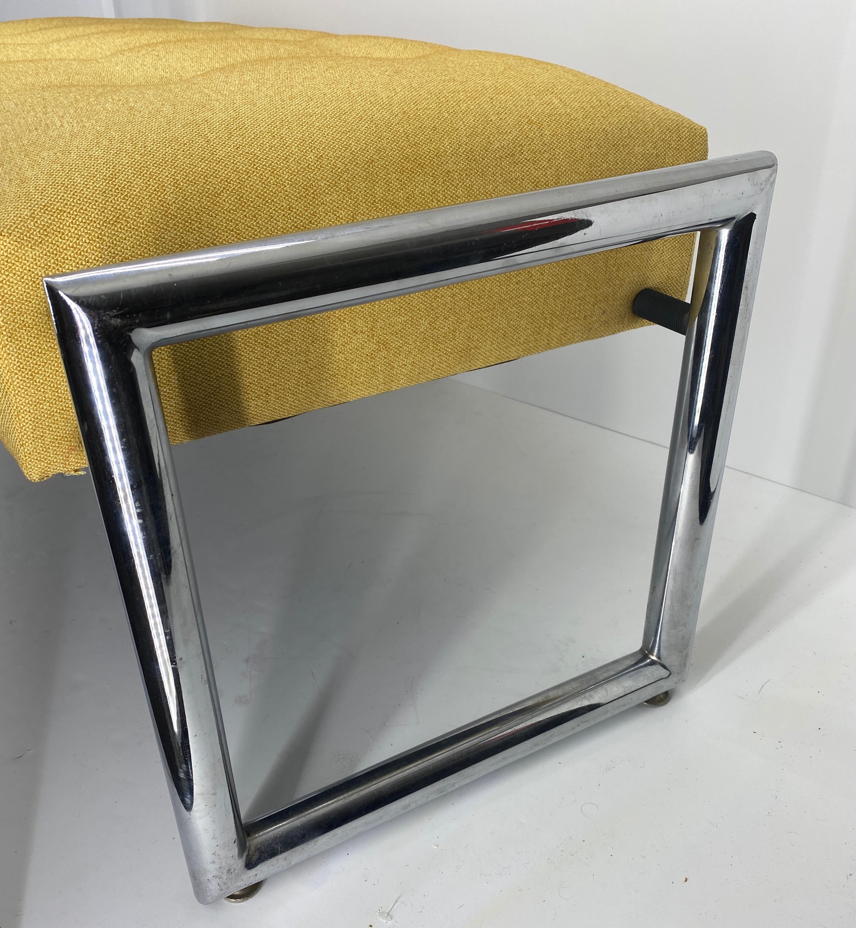 Mid-Century Modern Chrome Bench Knoll Upholstery 10