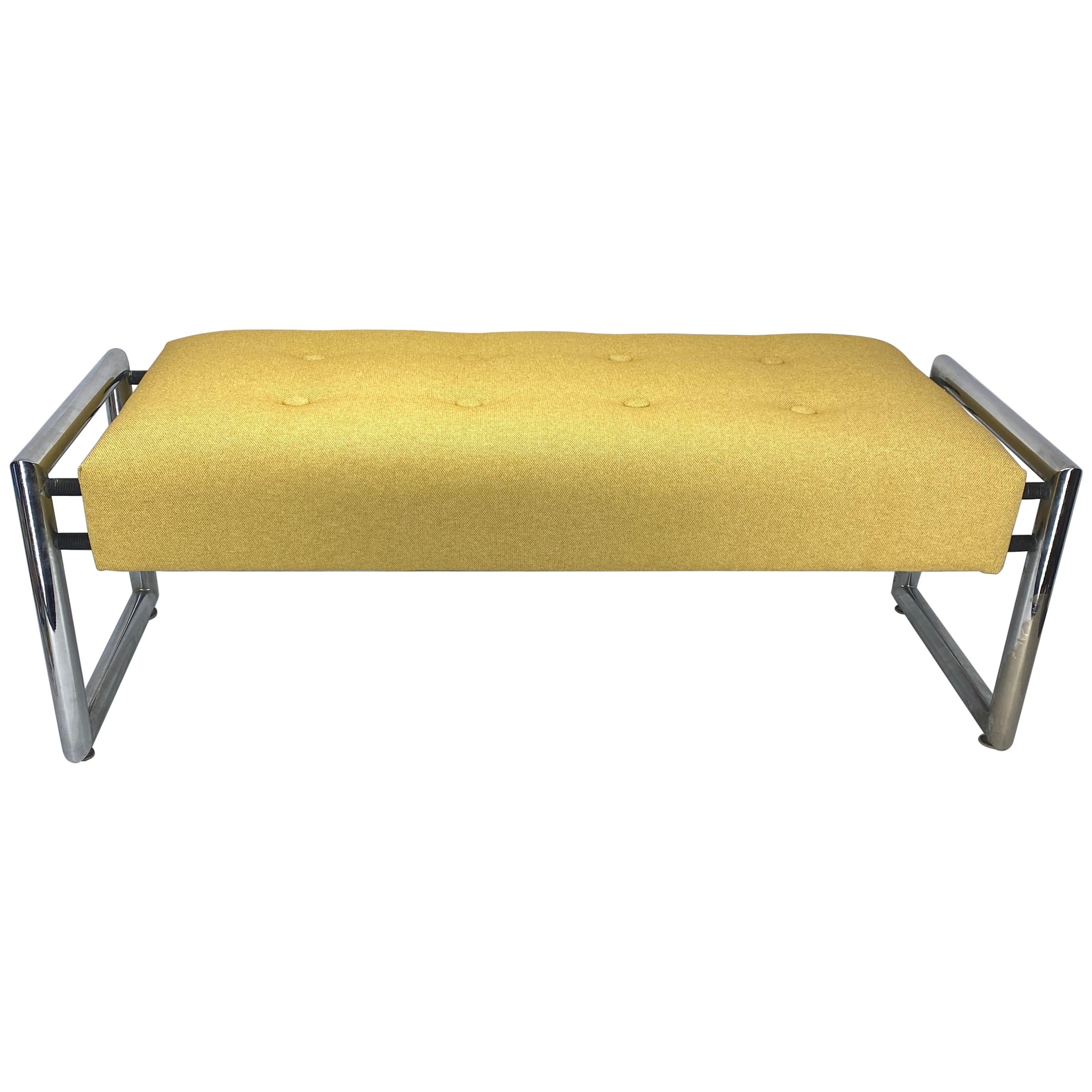Mid-Century Modern Chrome Bench Knoll Upholstery