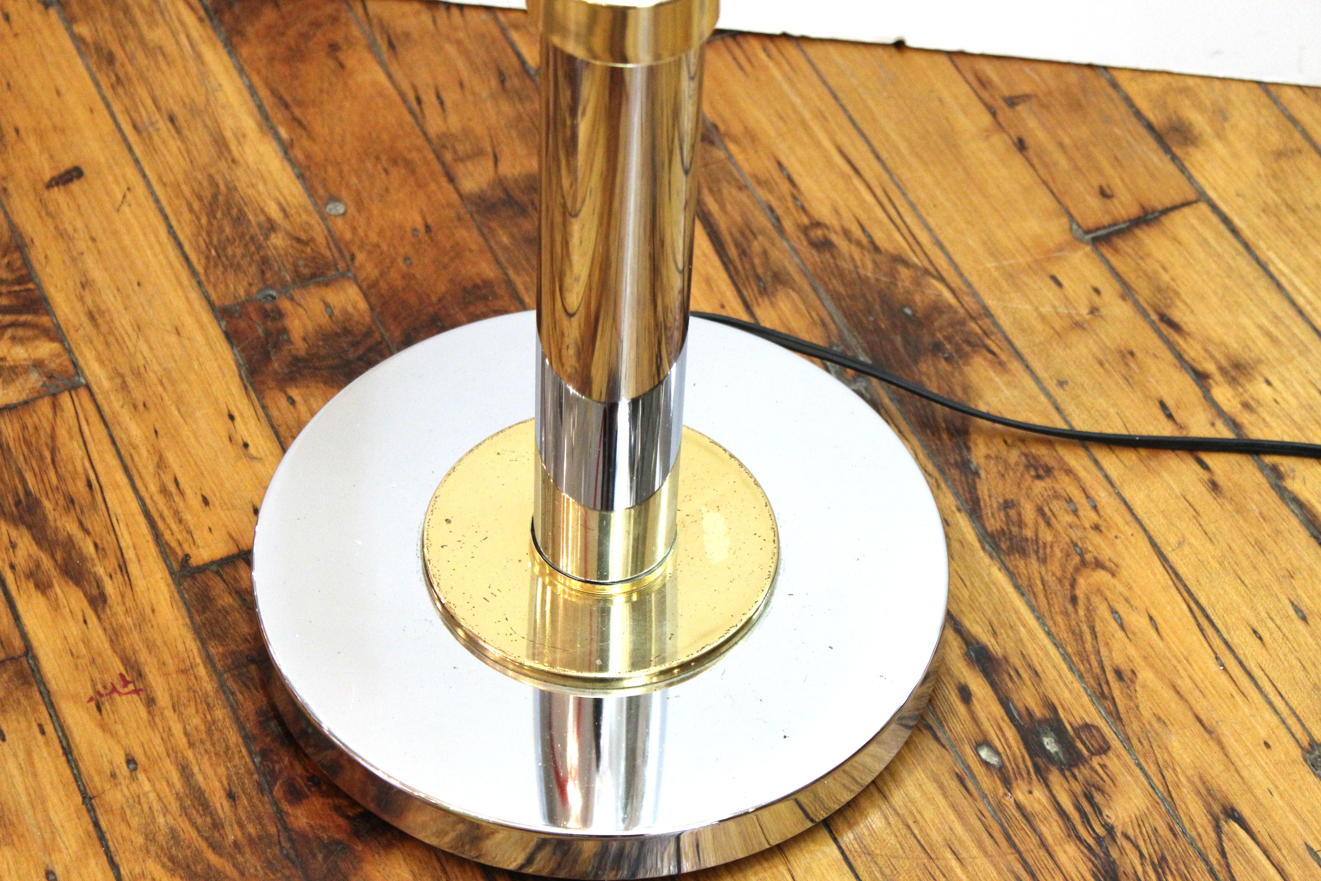American Mid-Century Modern Chrome & Brass Floor Lamp