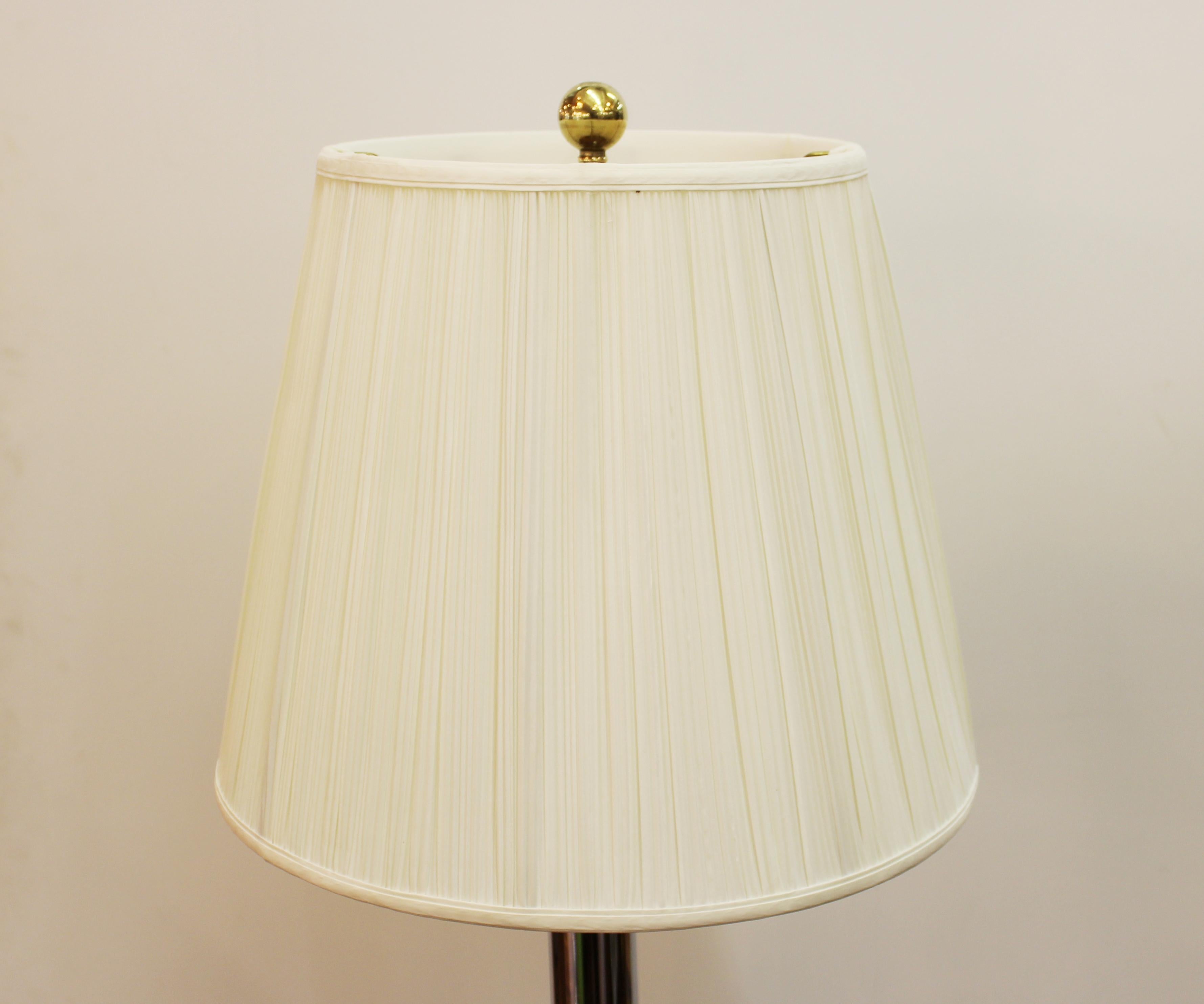 Mid-Century Modern Chrome & Brass Floor Lamp In Good Condition In New York, NY