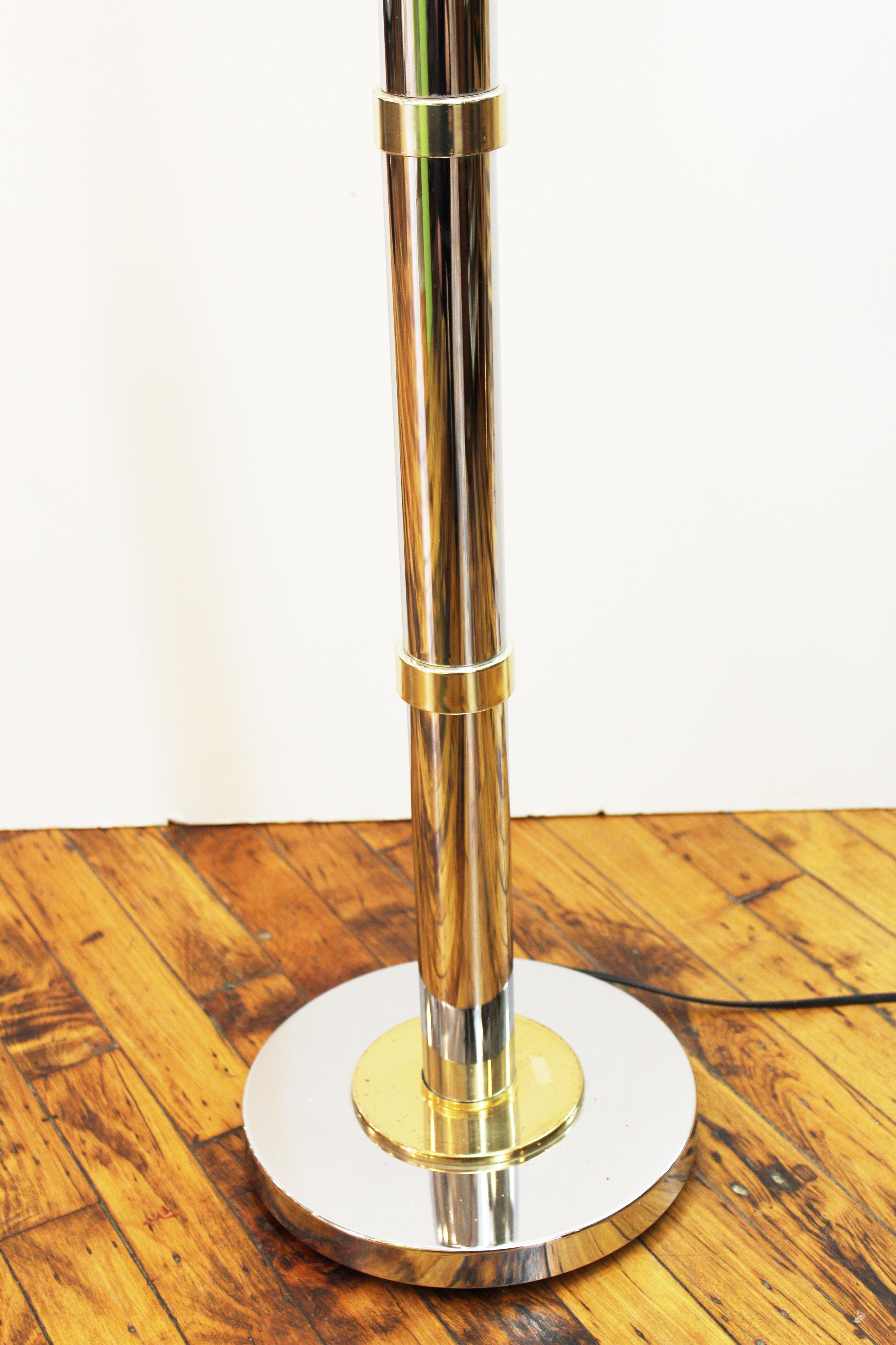 Mid-Century Modern Chrome & Brass Floor Lamp 2
