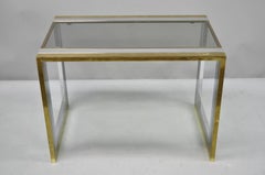 Mid Century Modern Chrome Brass Glass Waterfall Side Table by Messin Finland
