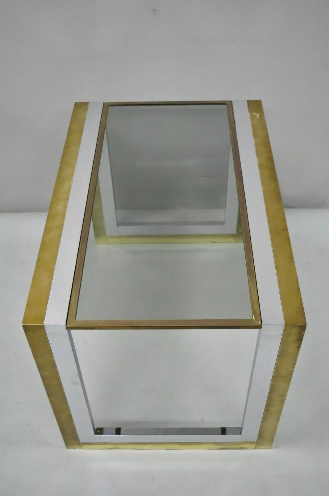 Mid-Century Modern Table d'appoint à cascade en laiton chromé de style Modernity par Messin Finland en vente