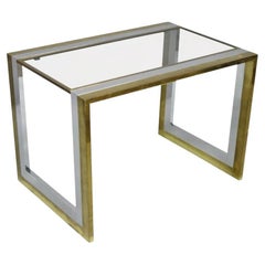 Mid Century Modern Chrome Brass Glass Waterfall Side Table by Messin Finland
