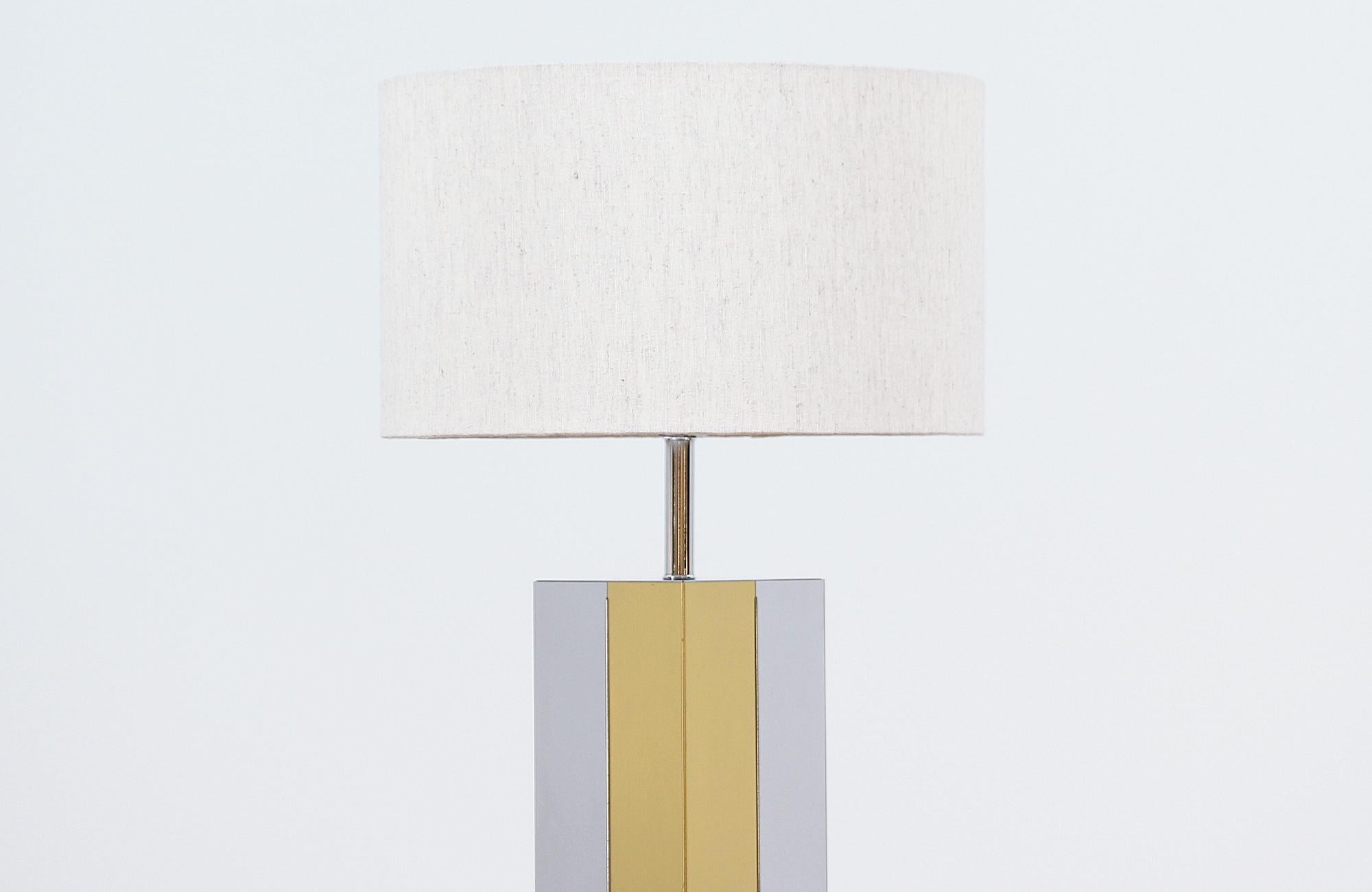 American Mid-Century Modern Chrome and Brass Table Lamp