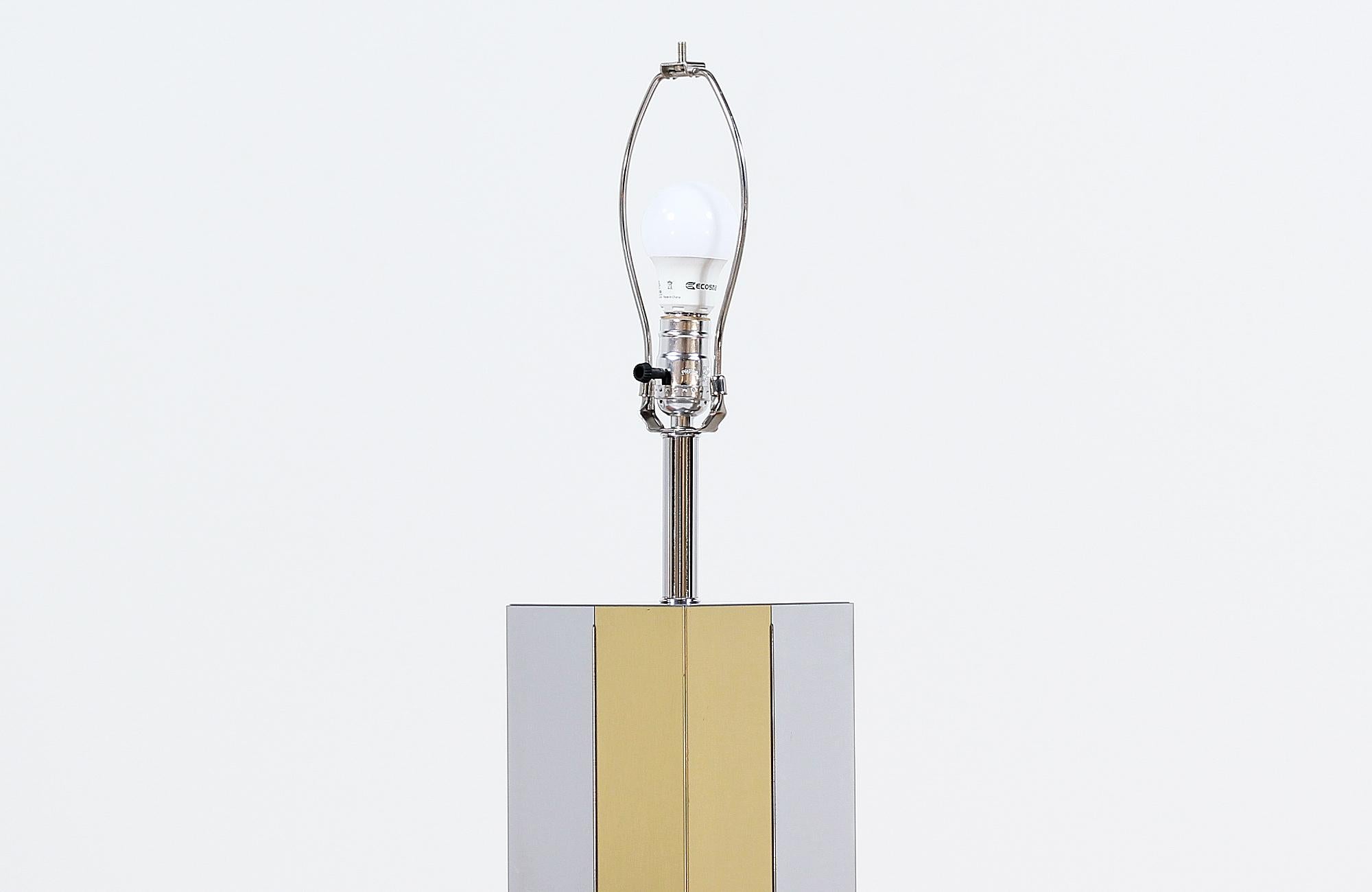 Polished Mid-Century Modern Chrome and Brass Table Lamp